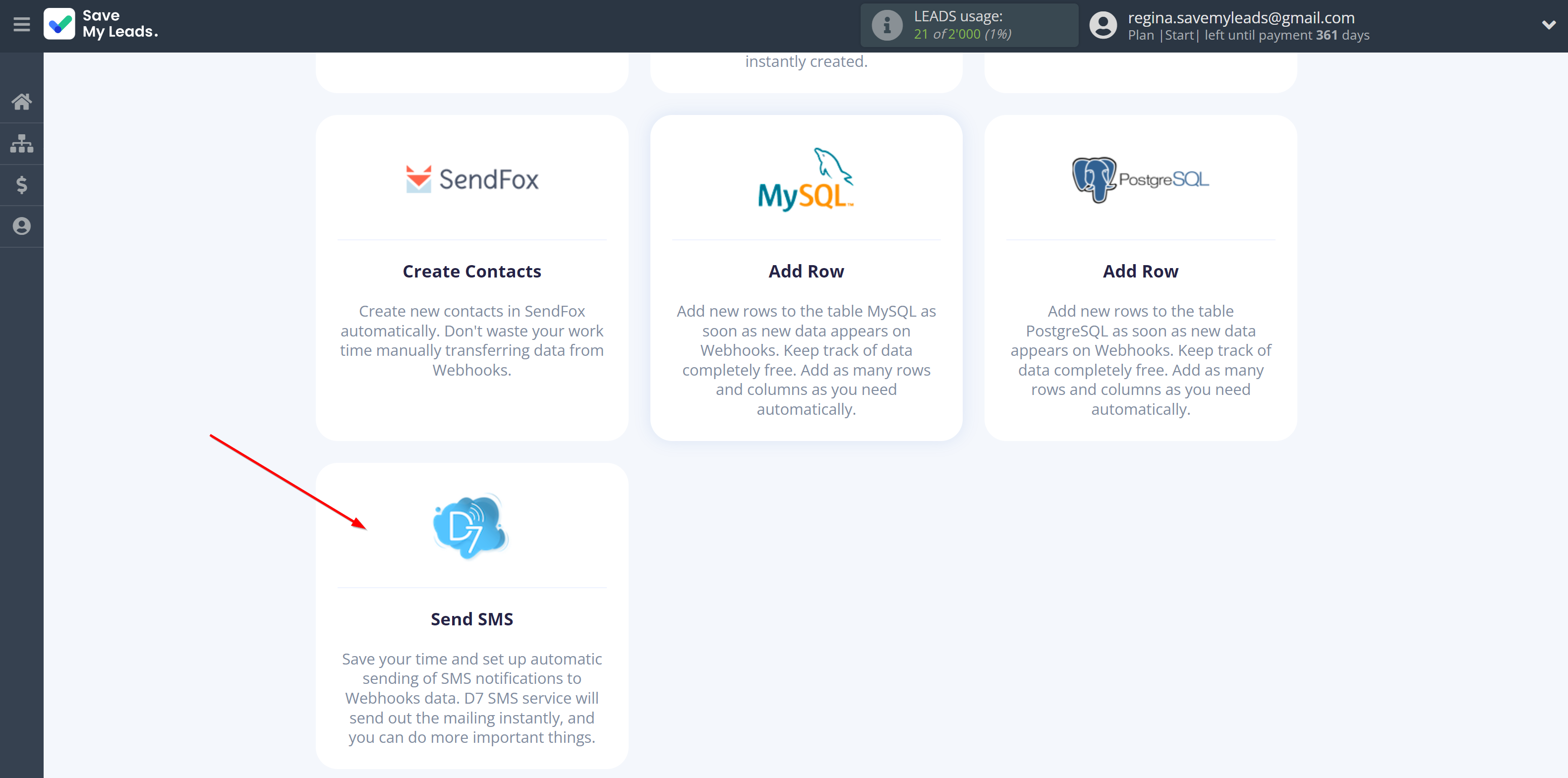 How to Connect Webhooks with D7 SMS | Data Destination system selection