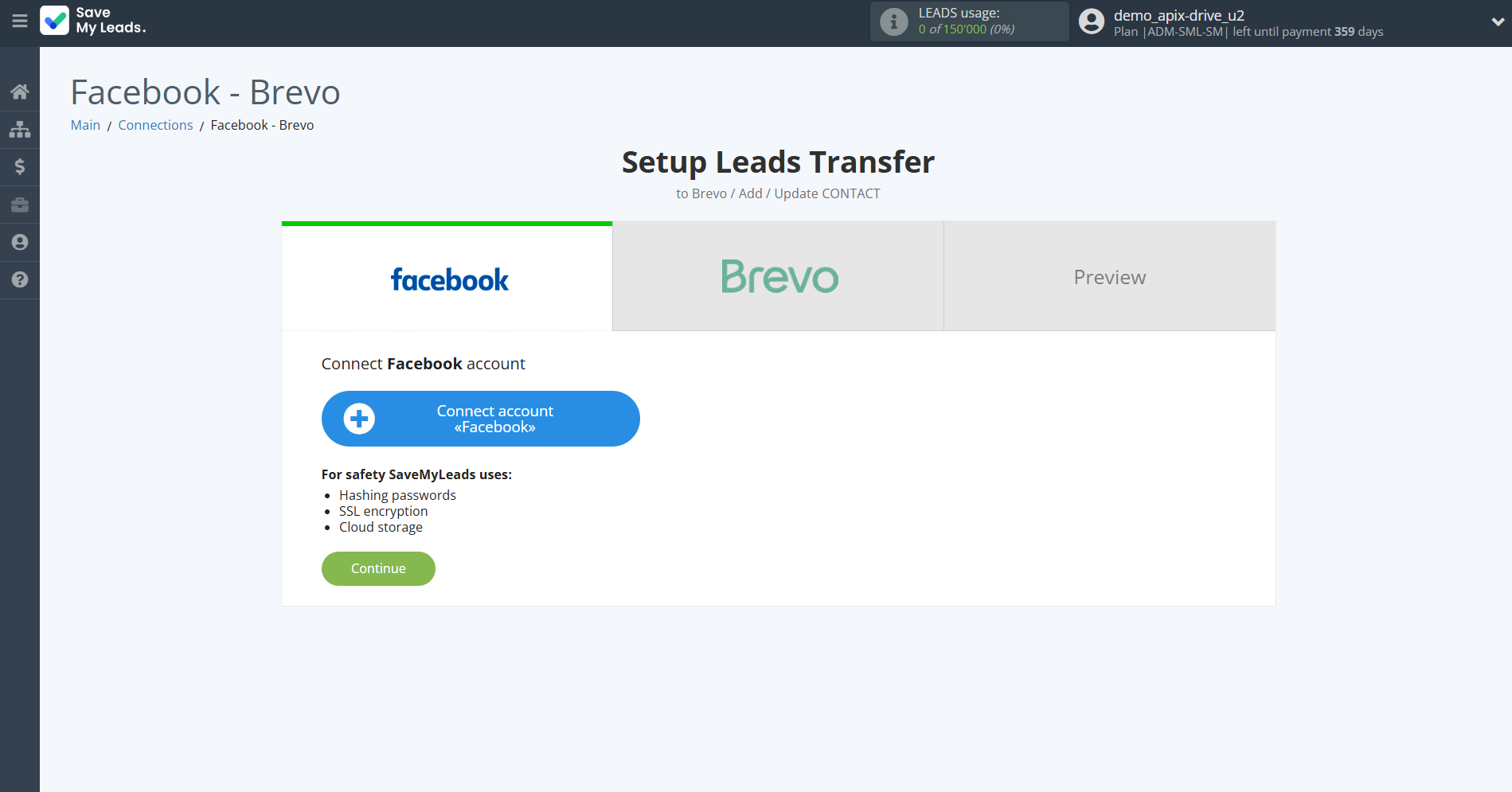 How to Connect Facebook with Brevo | Data Source account connection