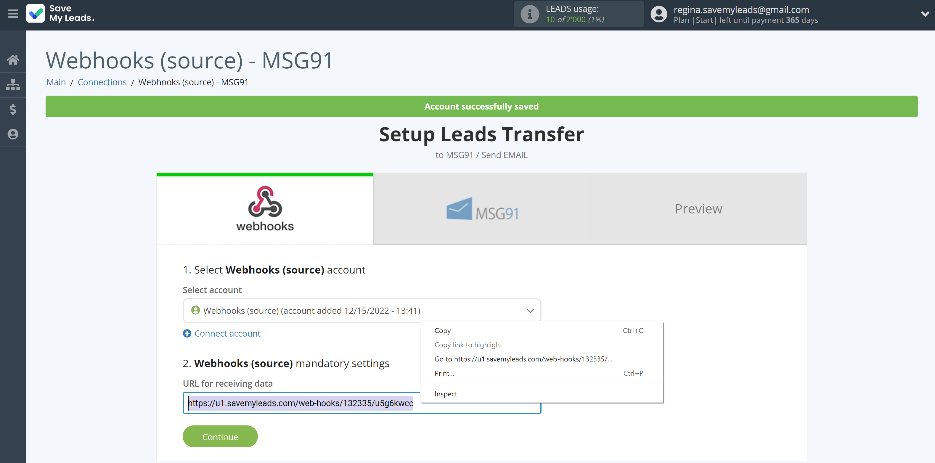 How to Connect Webhooks with MSG91 Send Email | Data Source account connection