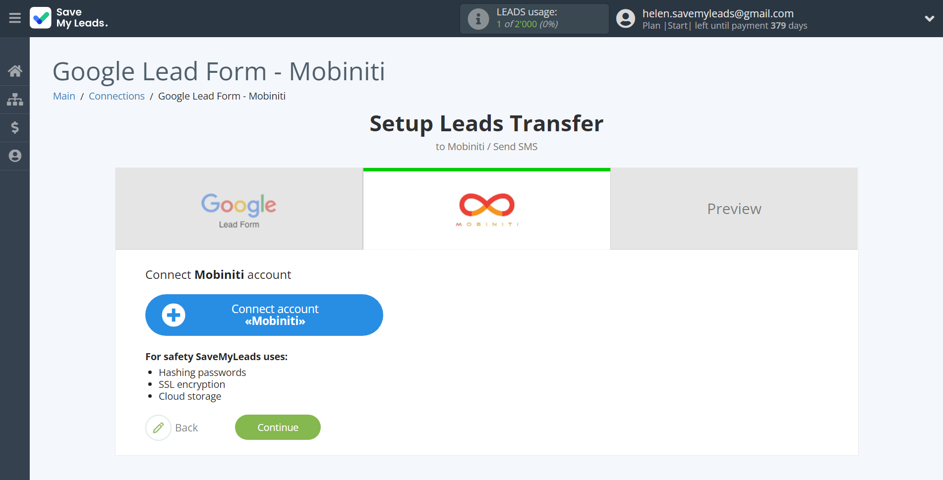 How to Connect Google Lead Form with Mobiniti | Data Destination account connection