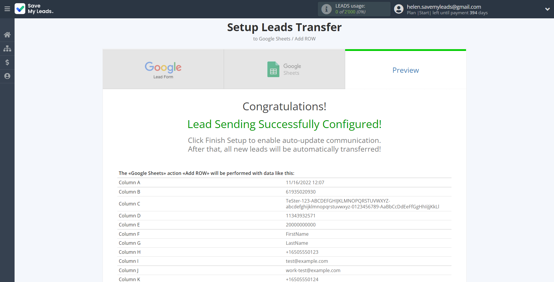 How to Connect Google Lead Form with Google Sheets |&nbsp;Test data