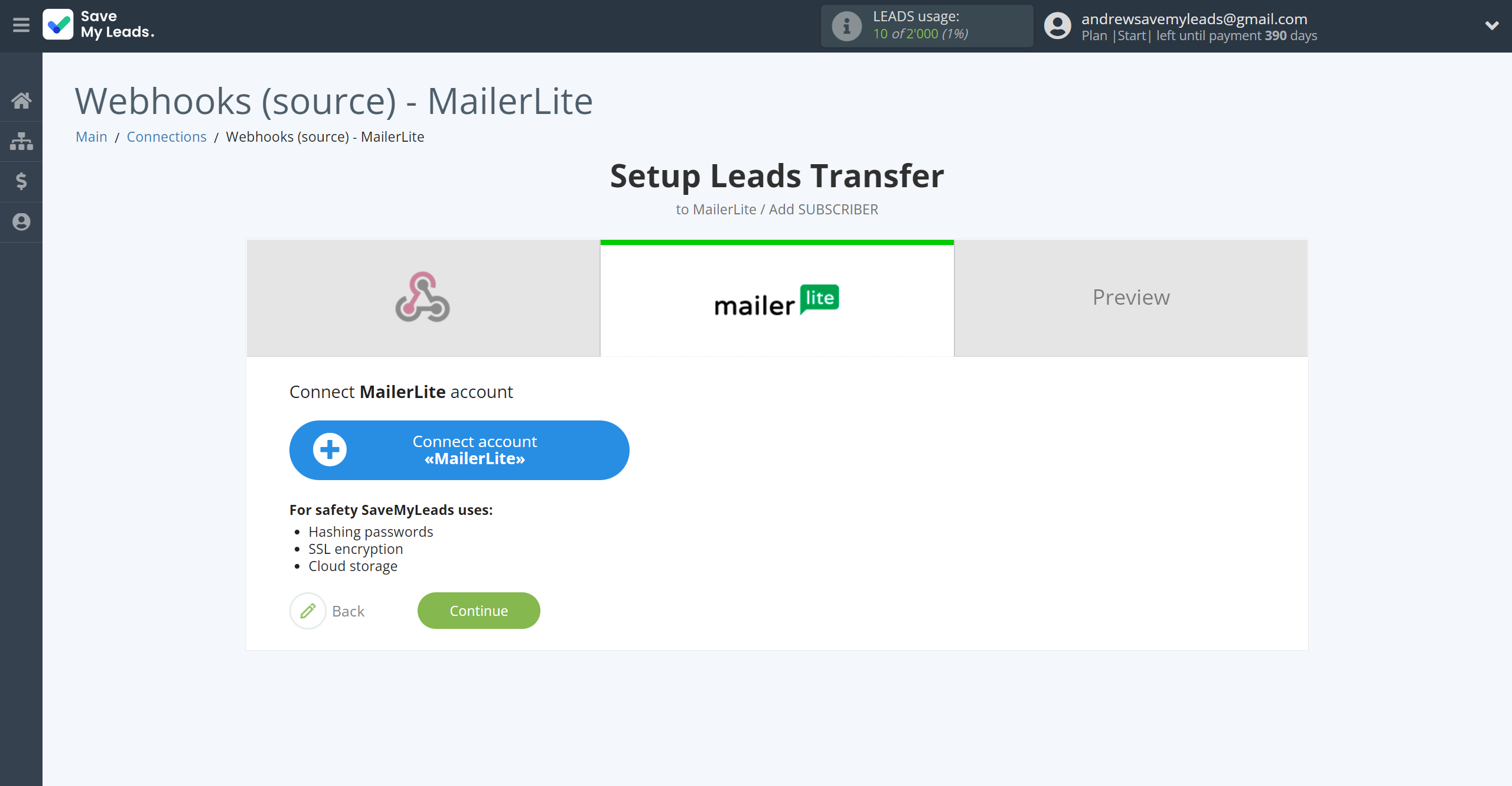 How to Connect Webhooks with MailerLite | Data Destination account connection