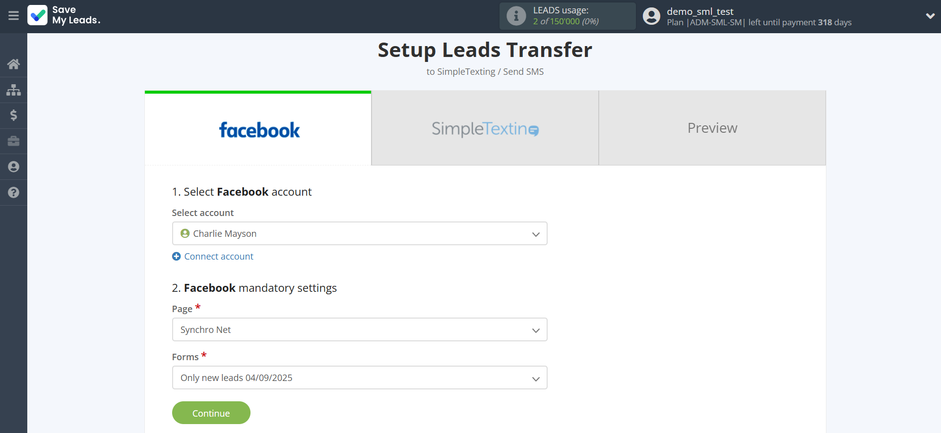 How to Connect Facebook with SimpleTexting | Data Source account connection How to Connect Facebook with SimpleTexting | Data Source account connection