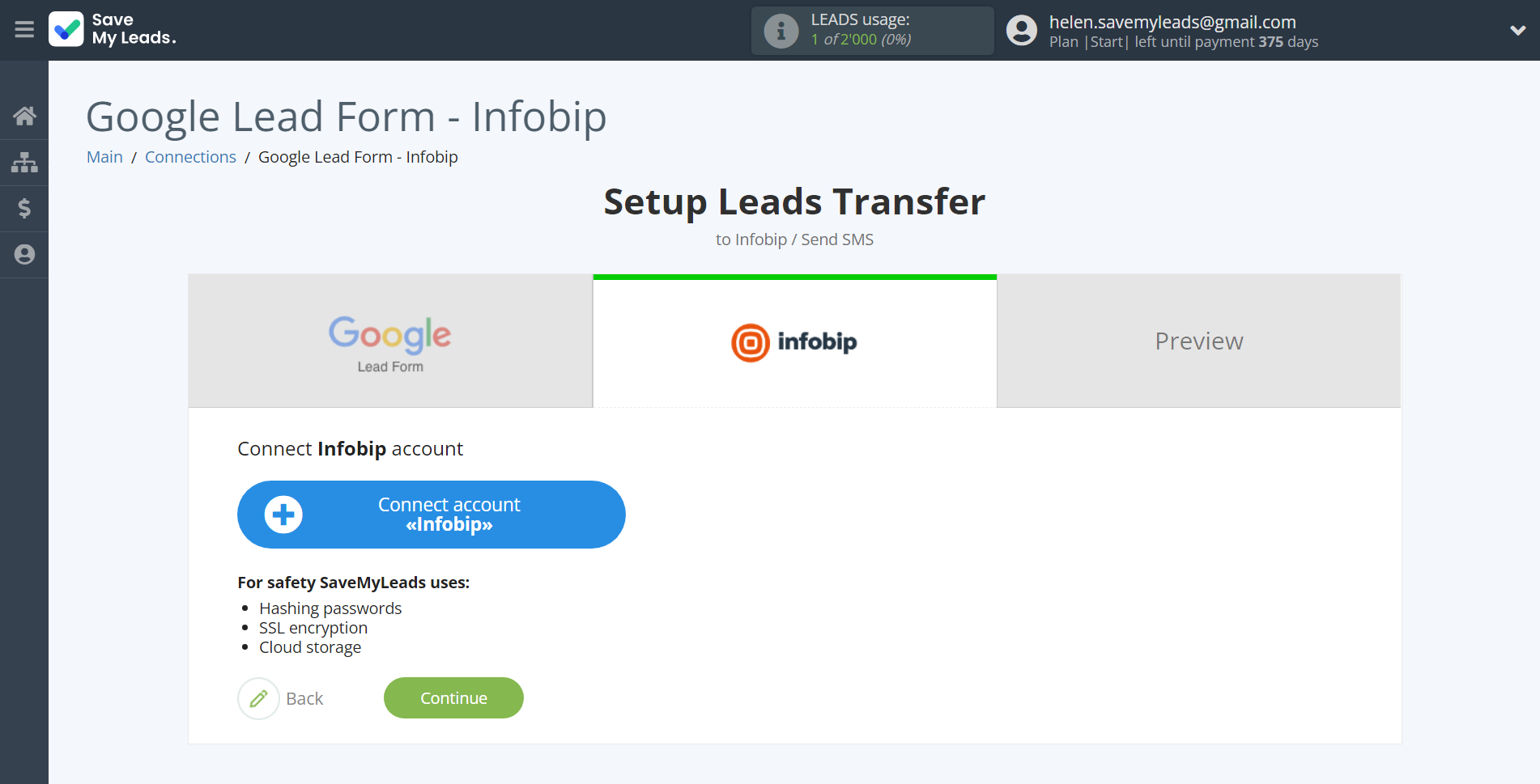 How to Connect Google Lead Form with Infobip | Data Destination account connection