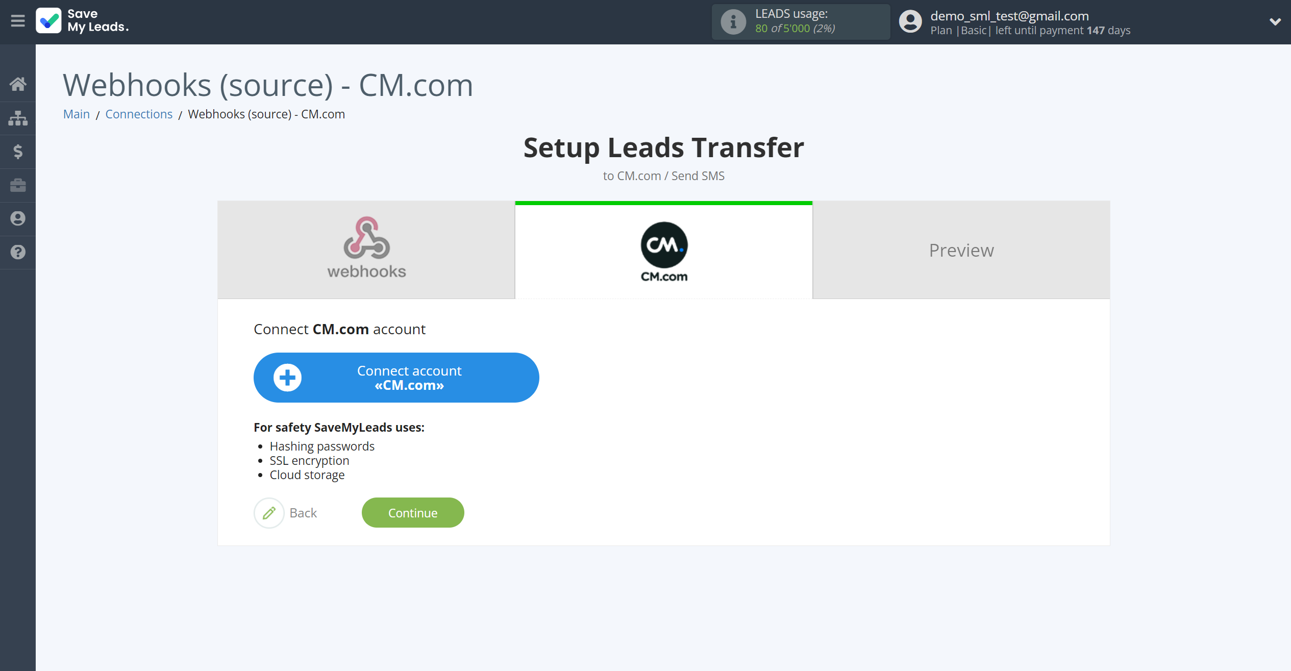 How to Connect Webhooks with CM.com | Data Destination account connection