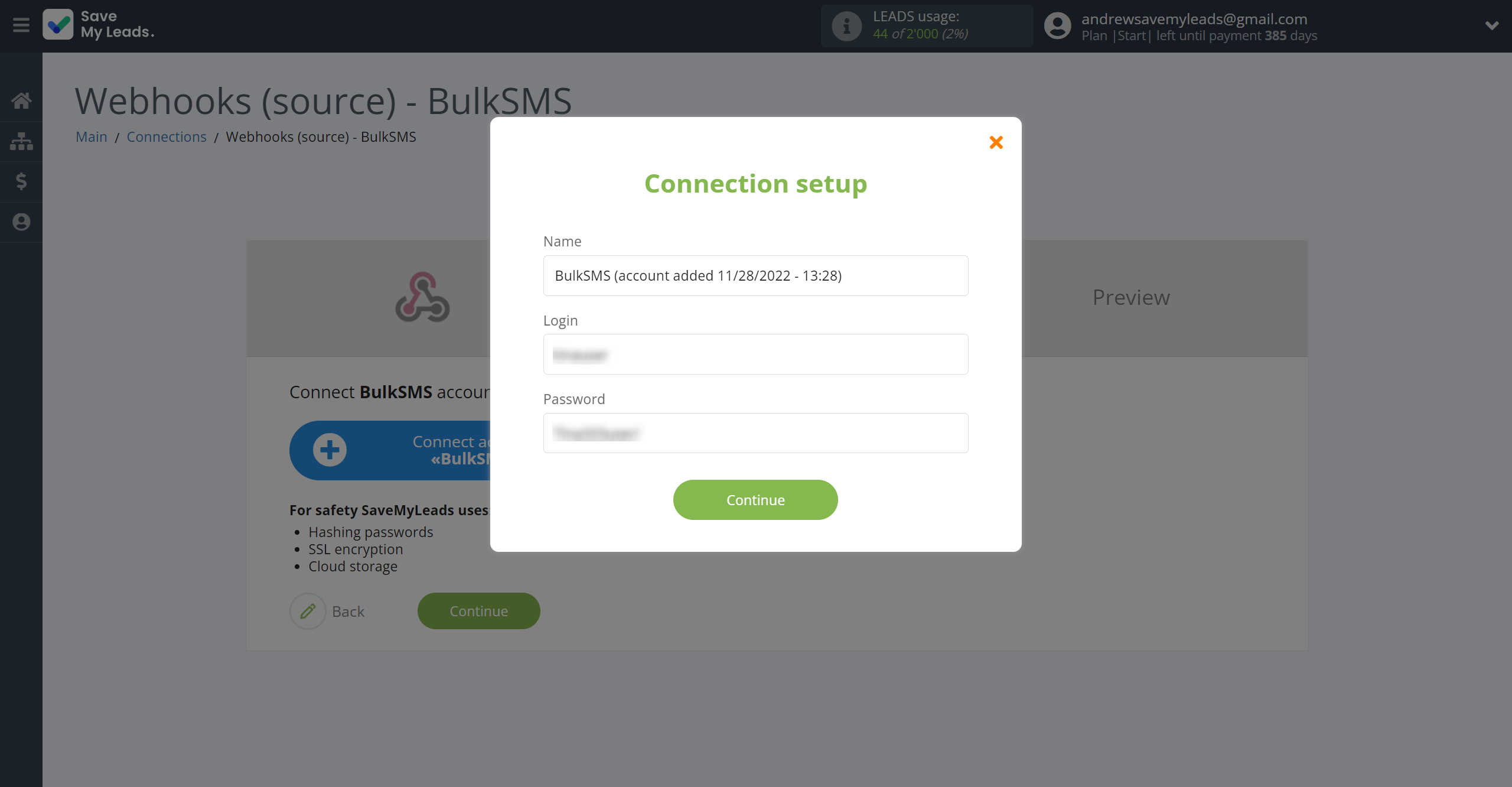 How to Connect Webhooks with BulkSMS | Data Destination account connection