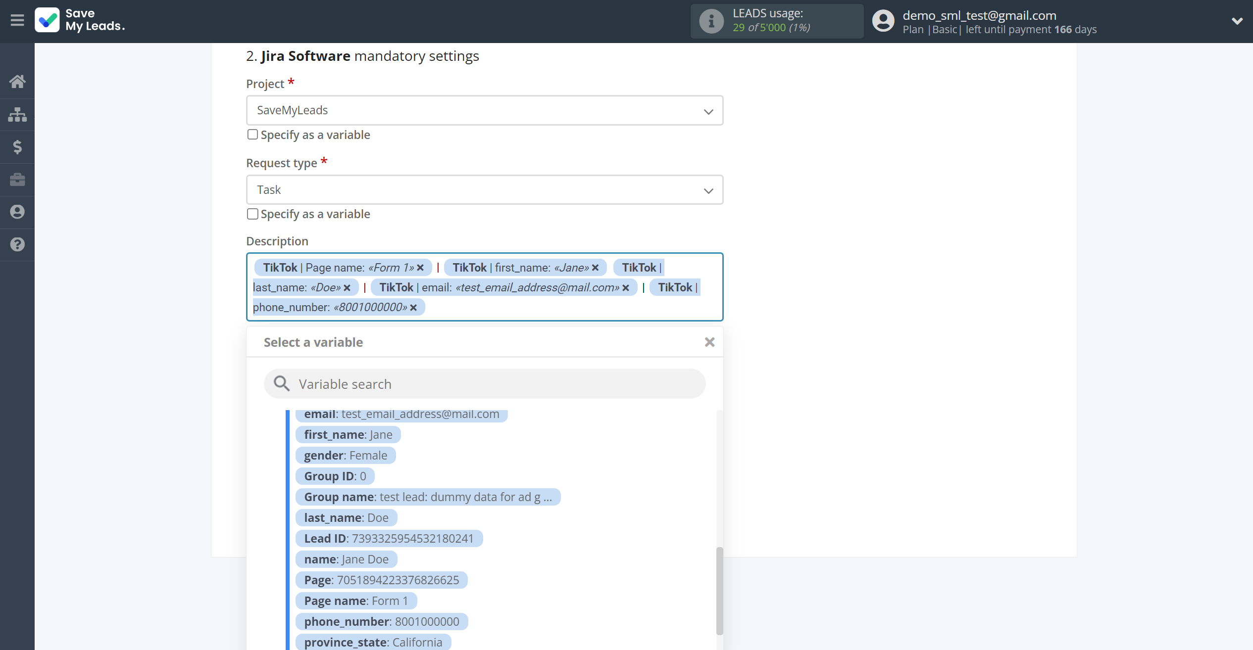 How to Connect TikTok with Jira Software | Assigning fields