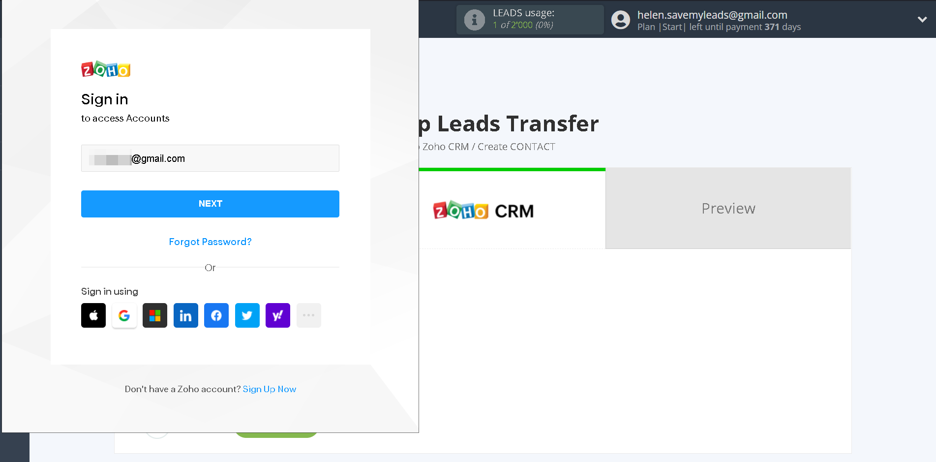 How to Connect Webhooks with Zoho CRM Create Contacts | Data Destination account connection