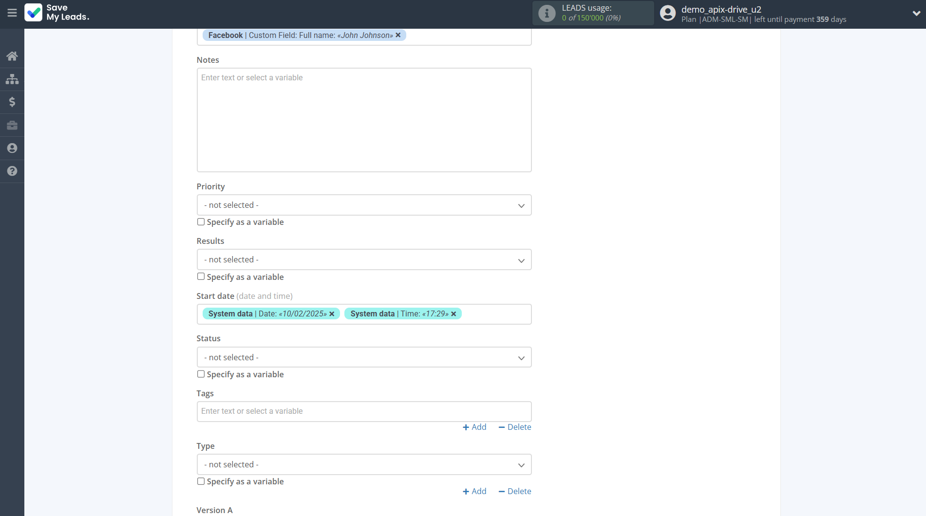 How to Connect Facebook with ClickUp | Assigning fields