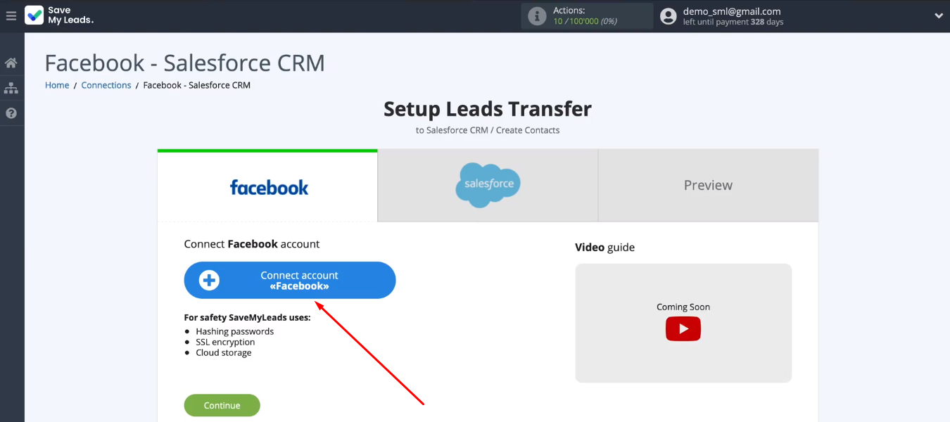Facebook and Salesforce integration | Connect the Facebook account