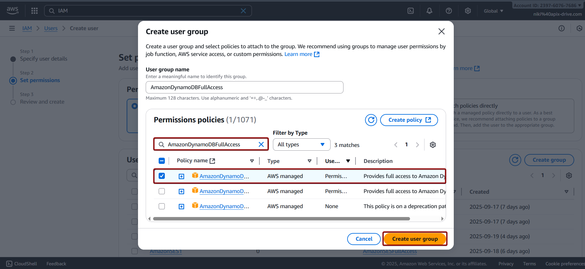 How to Connect Facebook with Amazon DynamoDB | Data Destination account connection