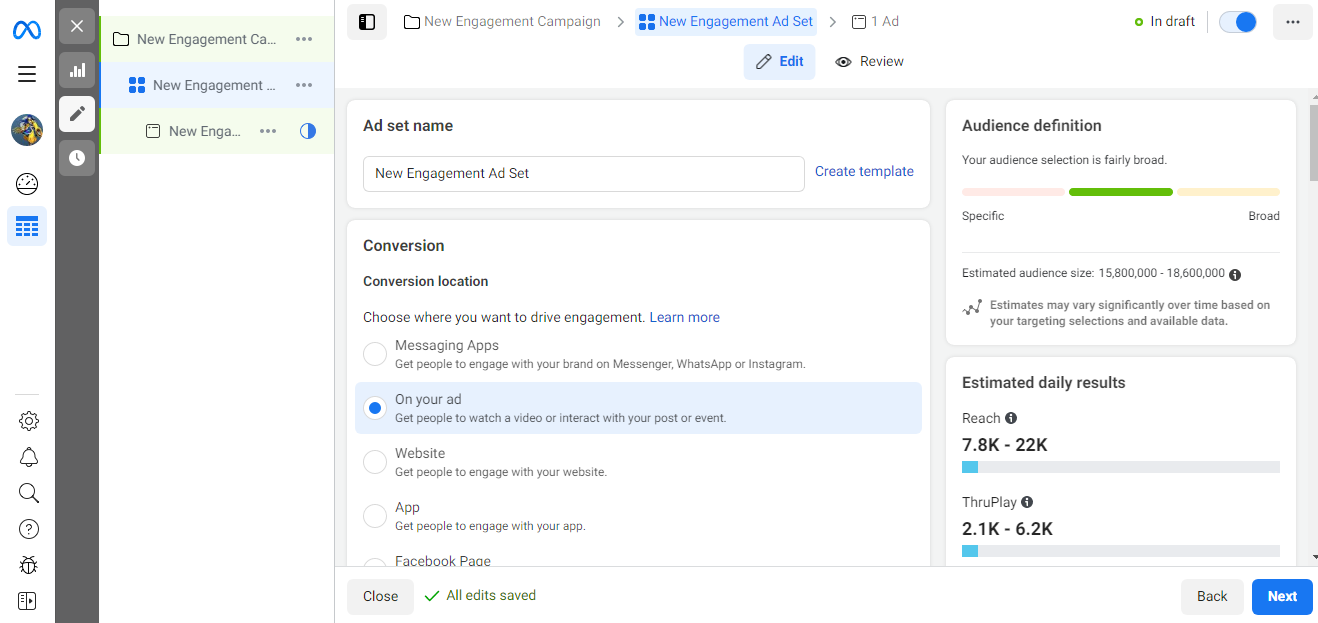 Set up an ad campaign in Ads Manager | Conversion