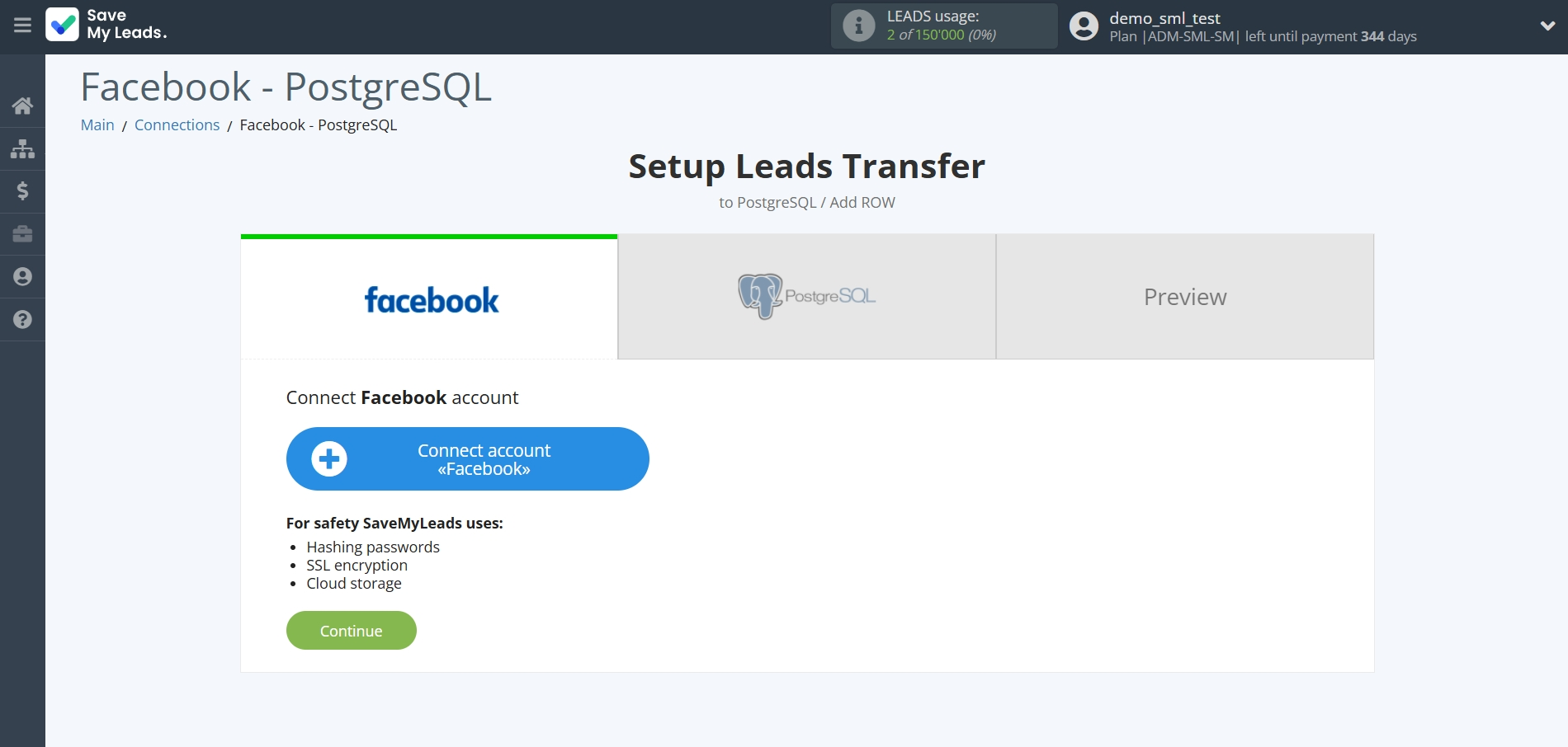 How to Connect Facebook with PostgreSQL | Data Source account How to Connect Facebook with PostgreSQL | Data Source account