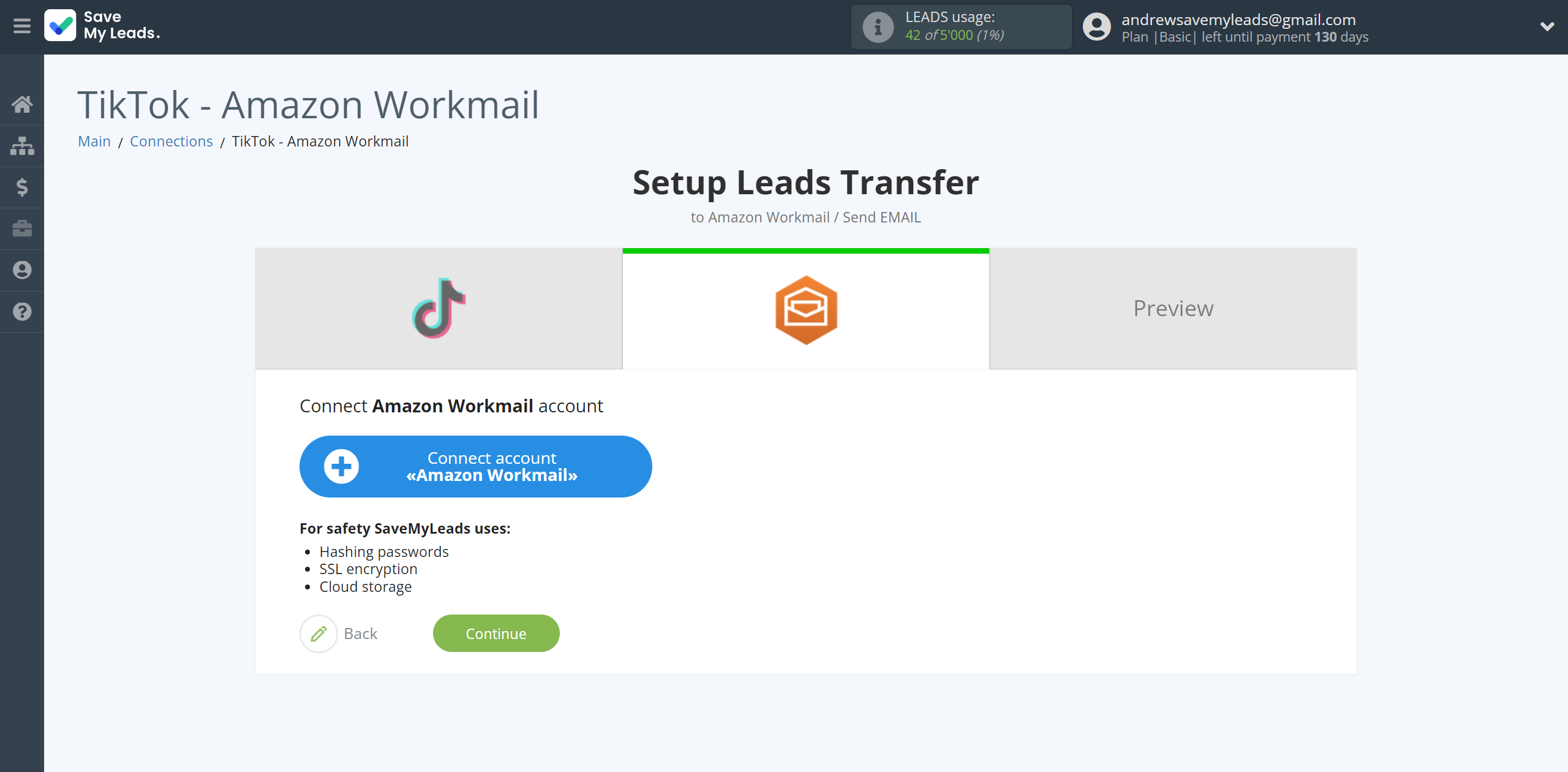 How to Connect TikTok with Amazon Workmail | Data Destination account connection