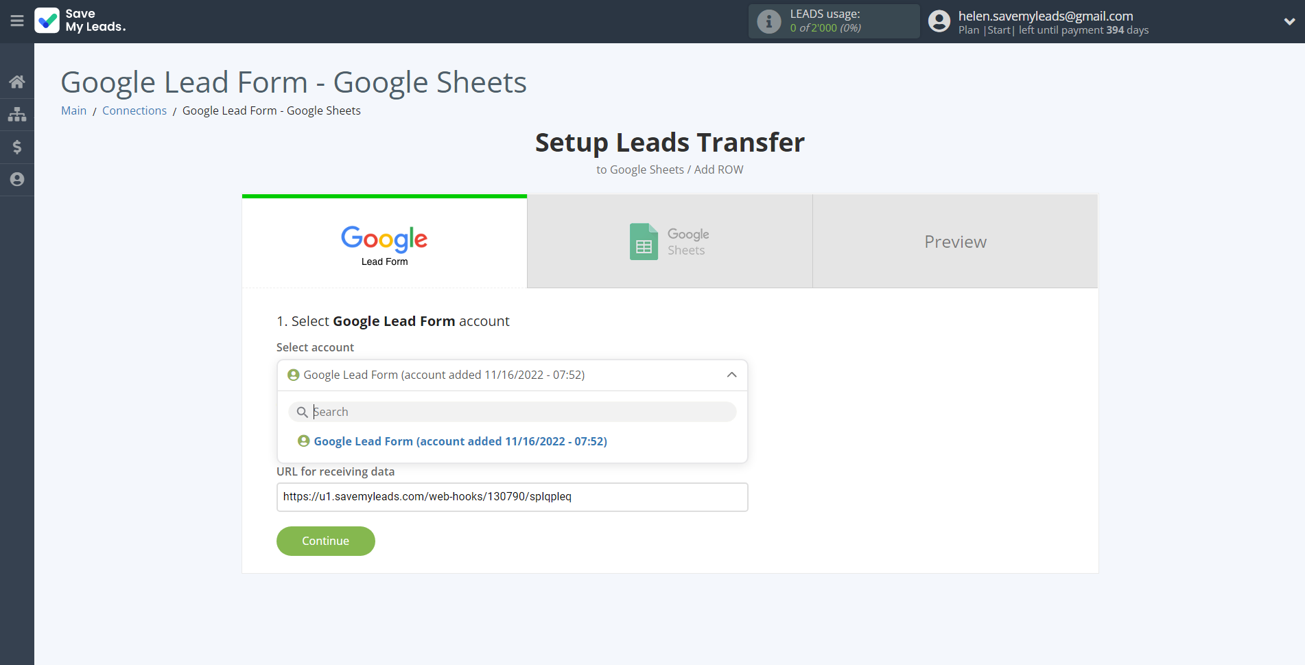 How to Connect Google Lead Form with Google Sheets |&nbsp;Data Source account selection