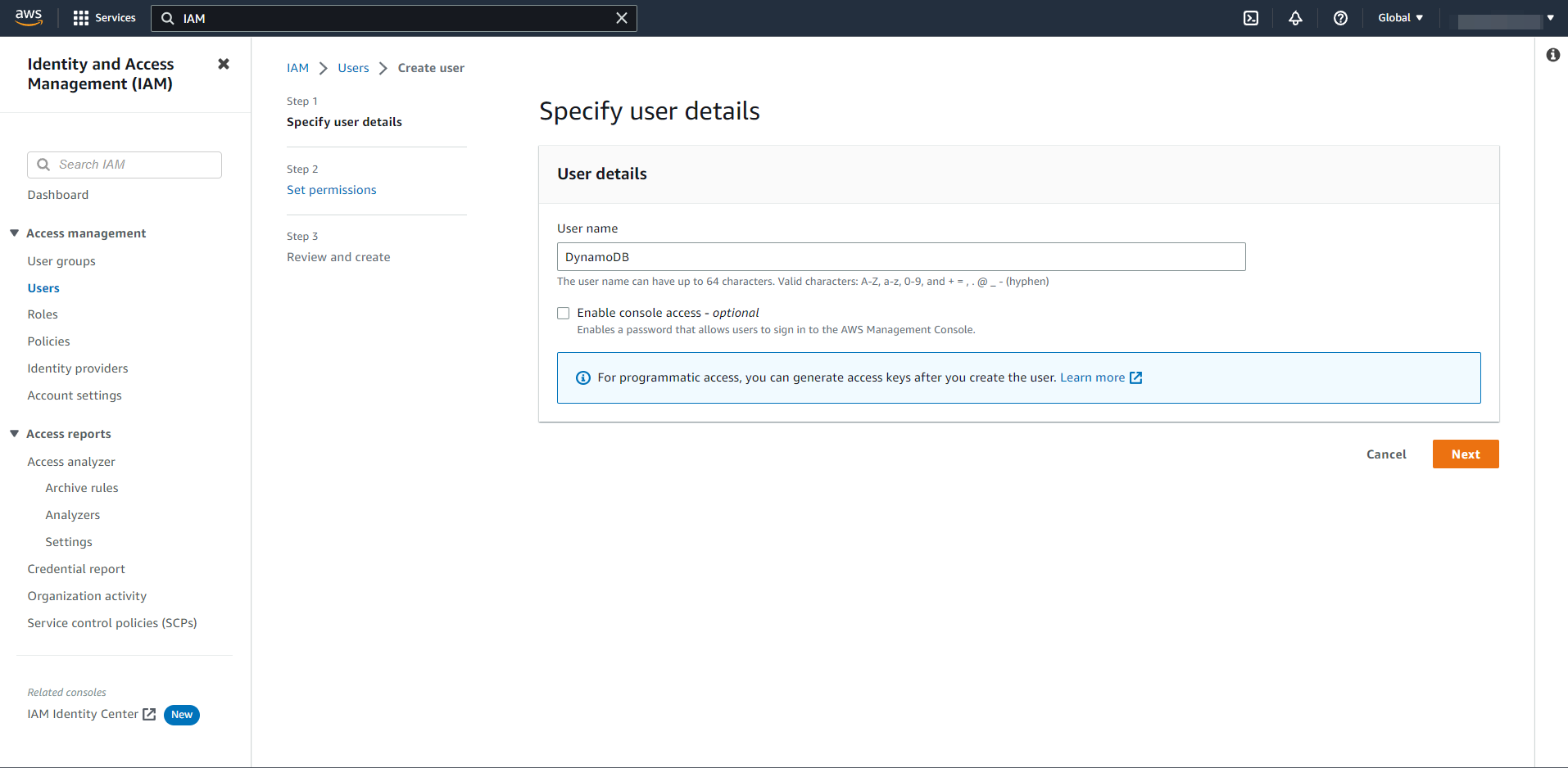 How to Connect Webhooks with Amazon DynamoDB | Data Destination account connection