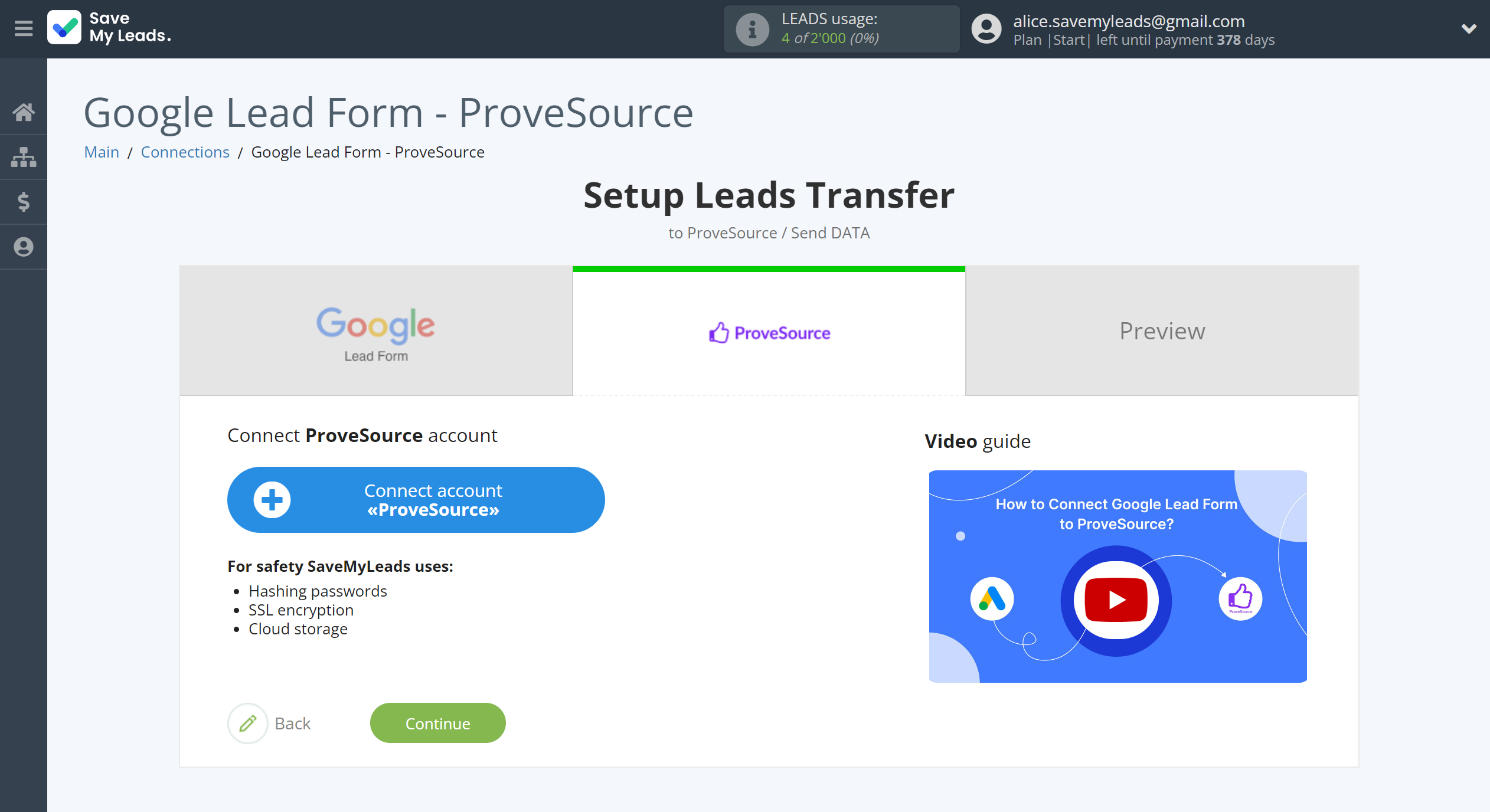 How to Connect Google Lead Form with ProveSource | Data Destination account connection