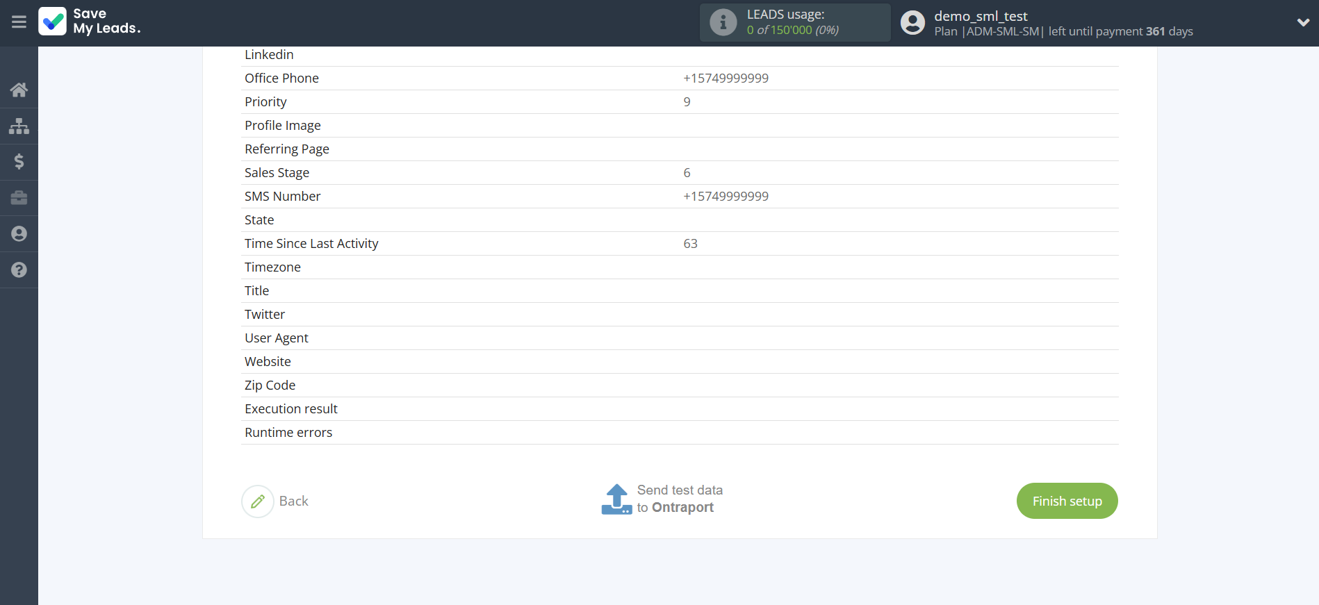 How to Connect Facebook with Ontraport | Test data