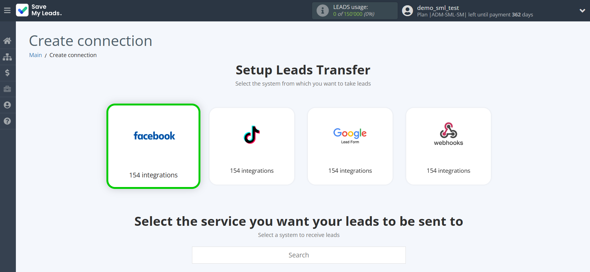 How to Connect Facebook with Amazon SES | Data Source system selection