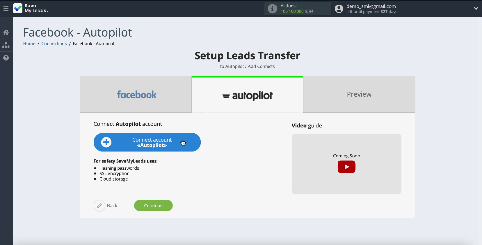 Press Connect account Autopilot