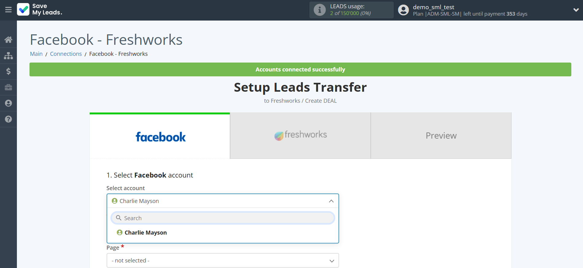 How to Connect Facebook with Freshworks Create Deal | Data Source account selection How to Connect Facebook with Freshworks Create Deal | Data Source account selection