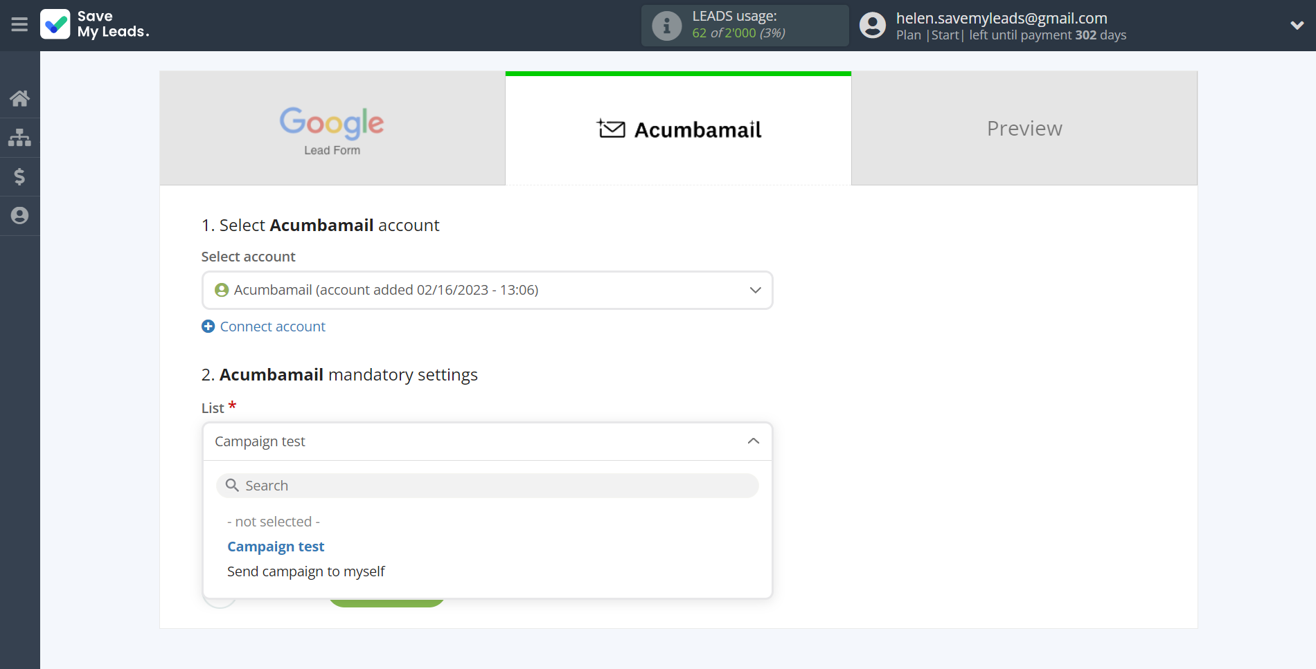 How to Connect Google Lead Form with Acumbamail Add Subscribers | Assigning fields