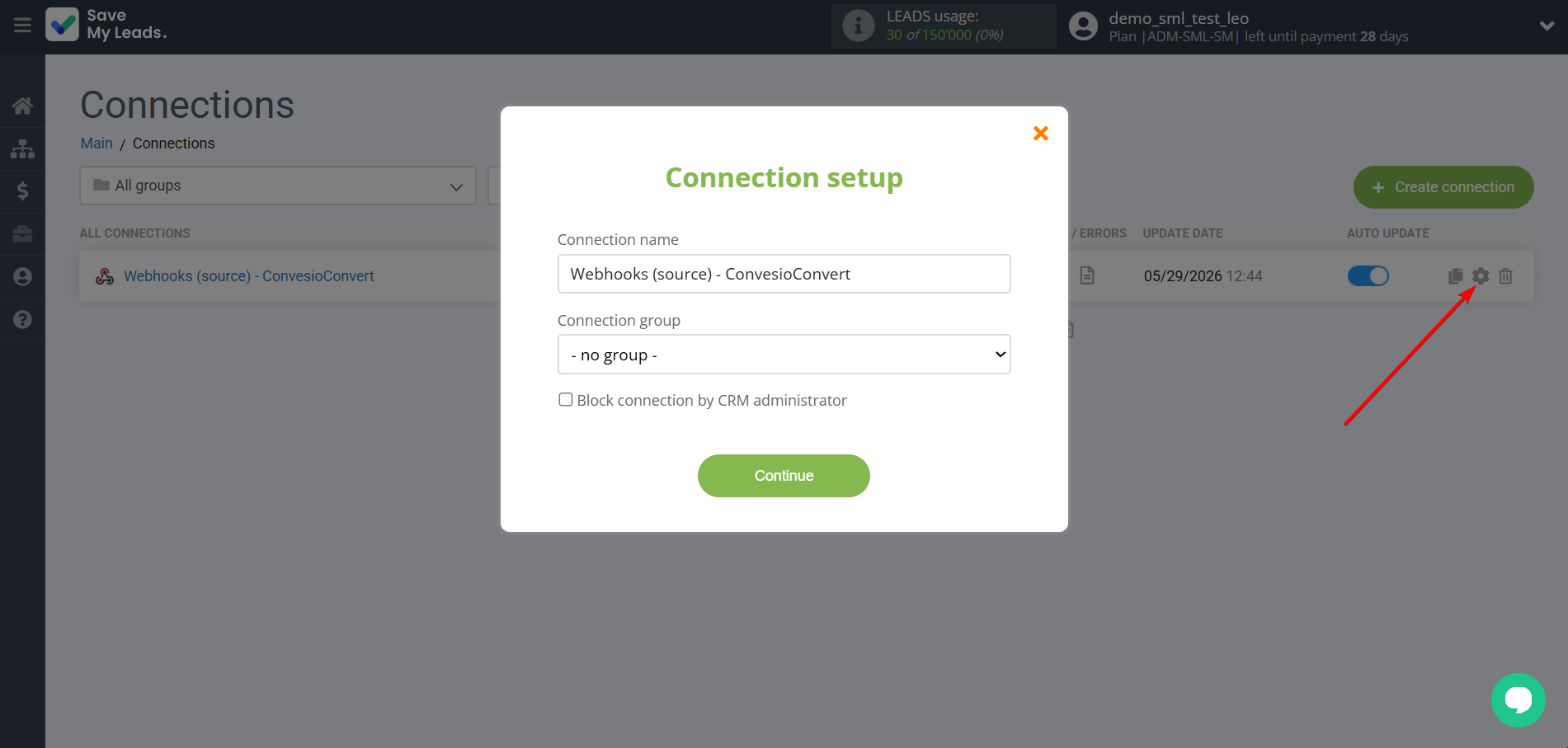 How to Connect Webhooks with ConvesioConvert | Name and group connection