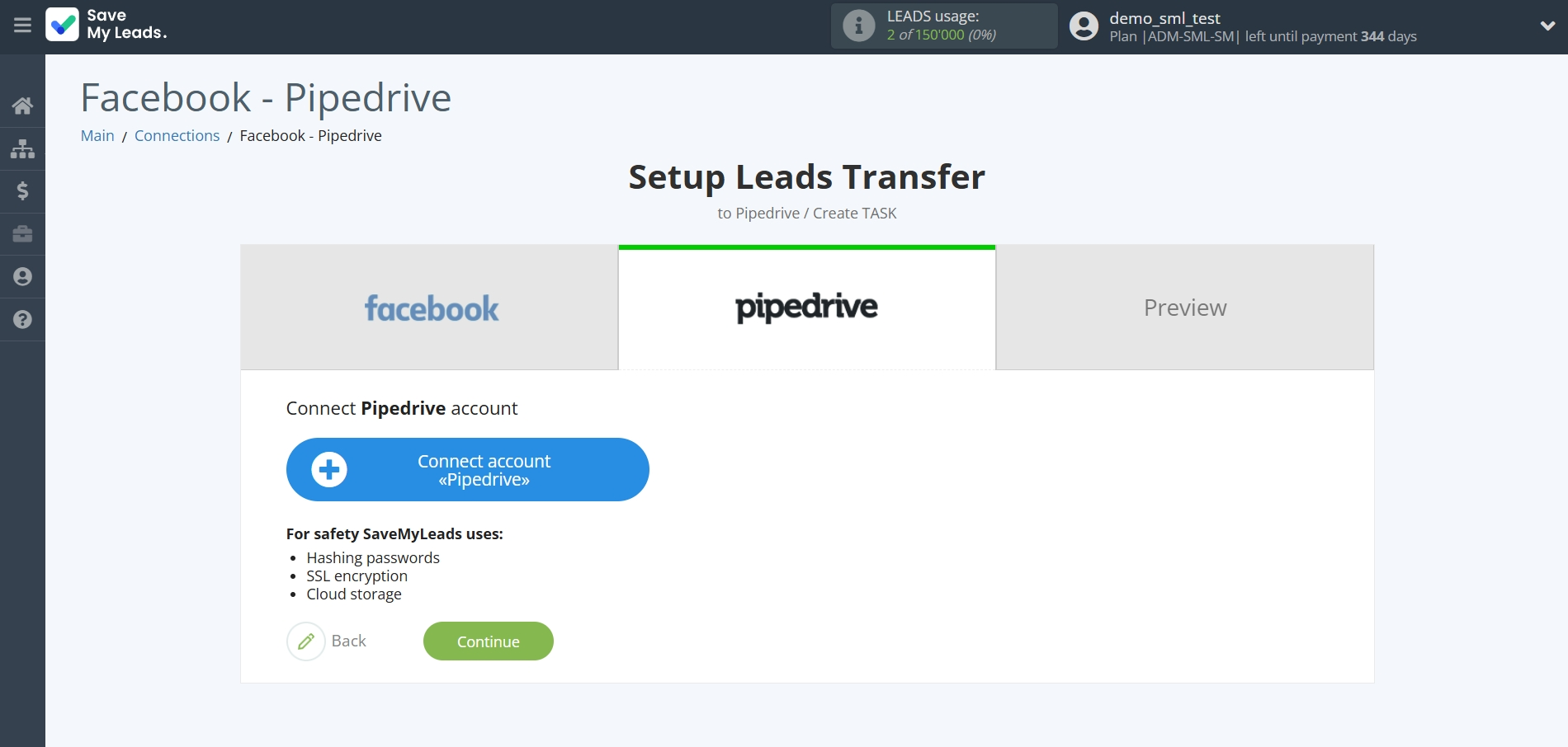 How to Connect Facebook with Pipedrive Create Task | Data Destination account connection How to Connect Facebook with Pipedrive Create Task | Data Destination account connection