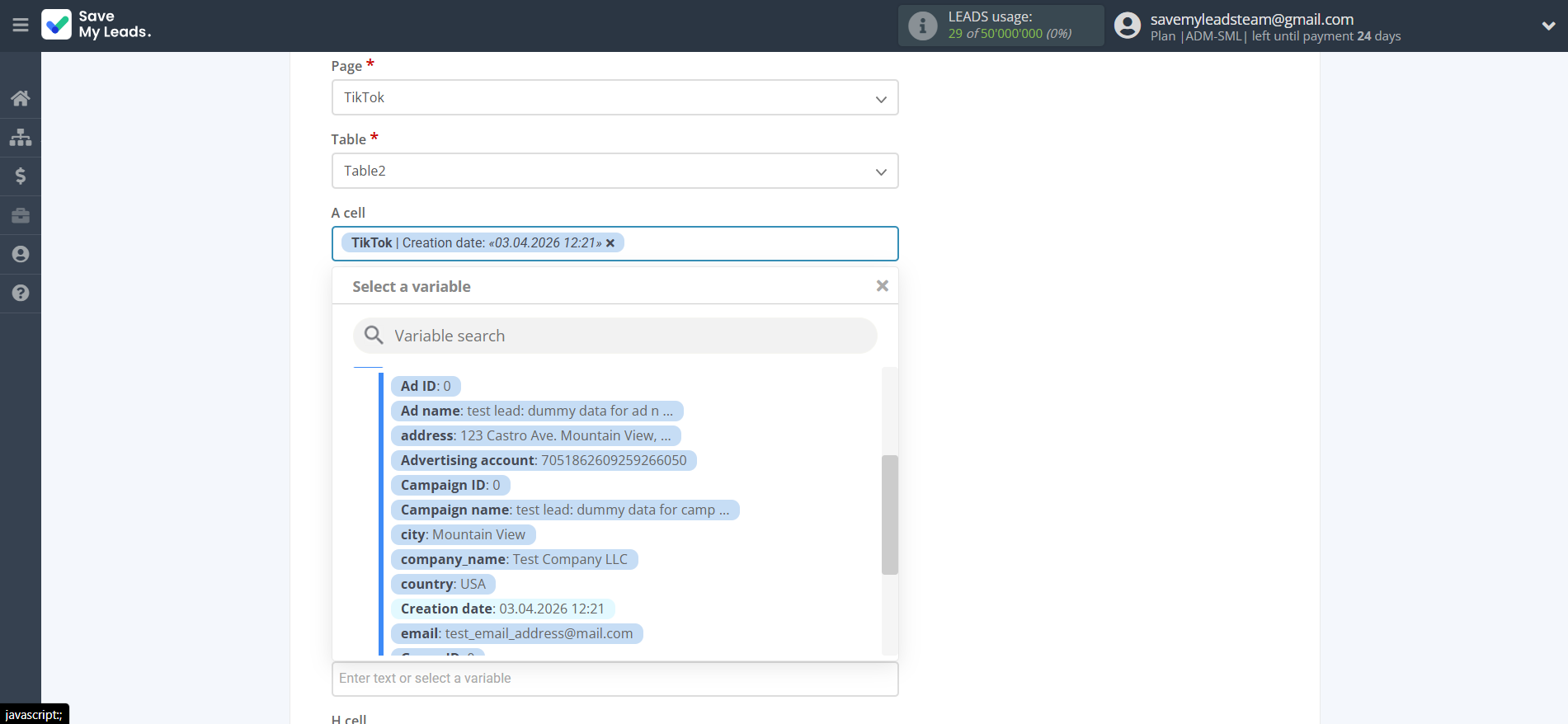 How to Connect TikTok with Rows Add Row | Assigning fields How to Connect TikTok with Rows Add Row | Assigning fields