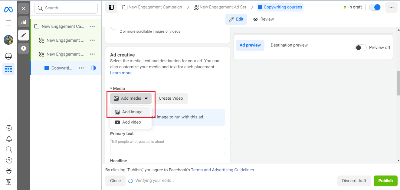 Adding images to Facebook ads | Add image
