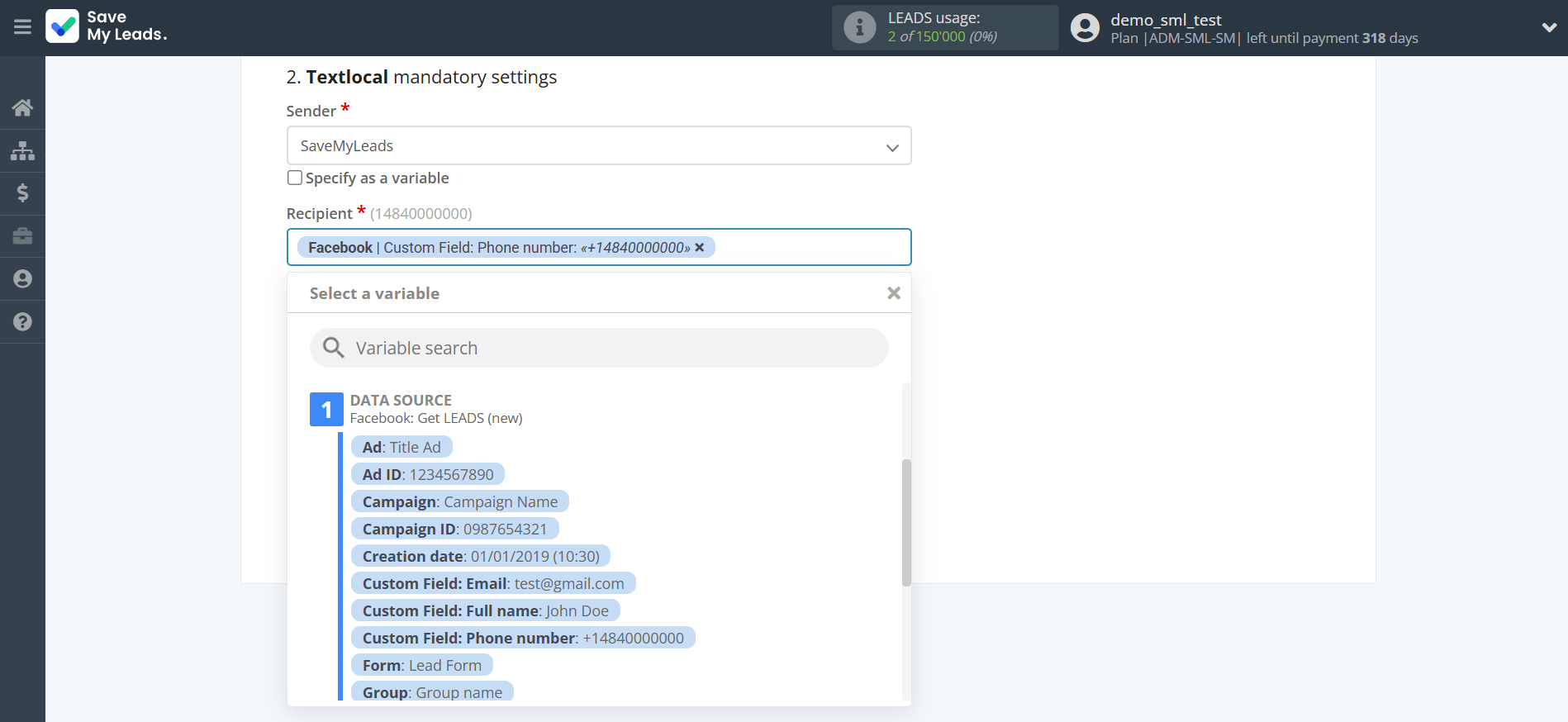 How to Connect Facebook with Textlocal | Assigning fields How to Connect Facebook with Textlocal | Assigning fields