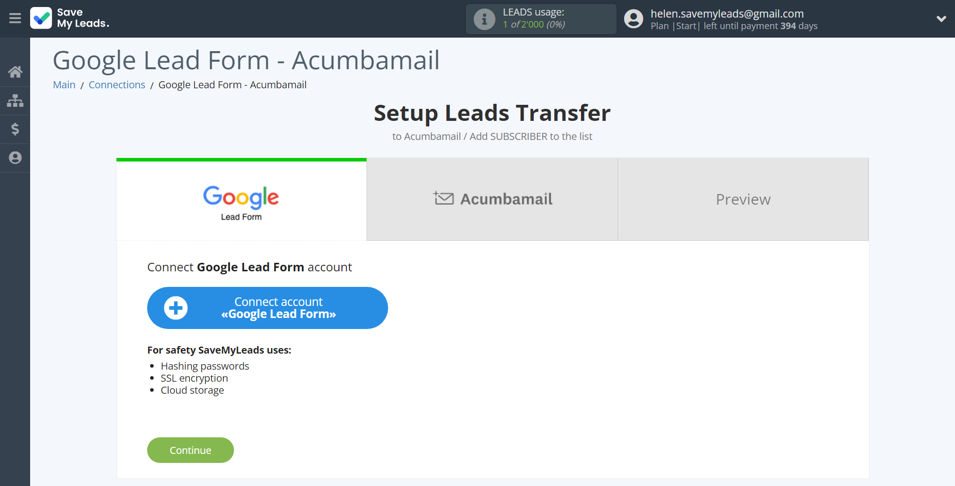 How to Connect Google Lead Form with Acumbamail Add Subscribers | Data Source account