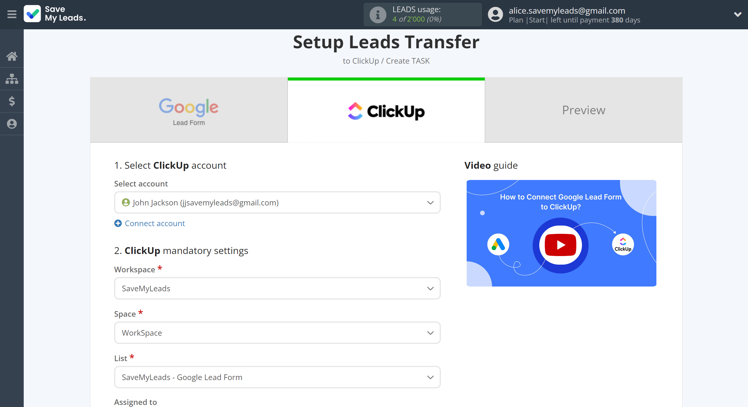 How to Connect Google Lead Form with ClickUp | Assigning fields