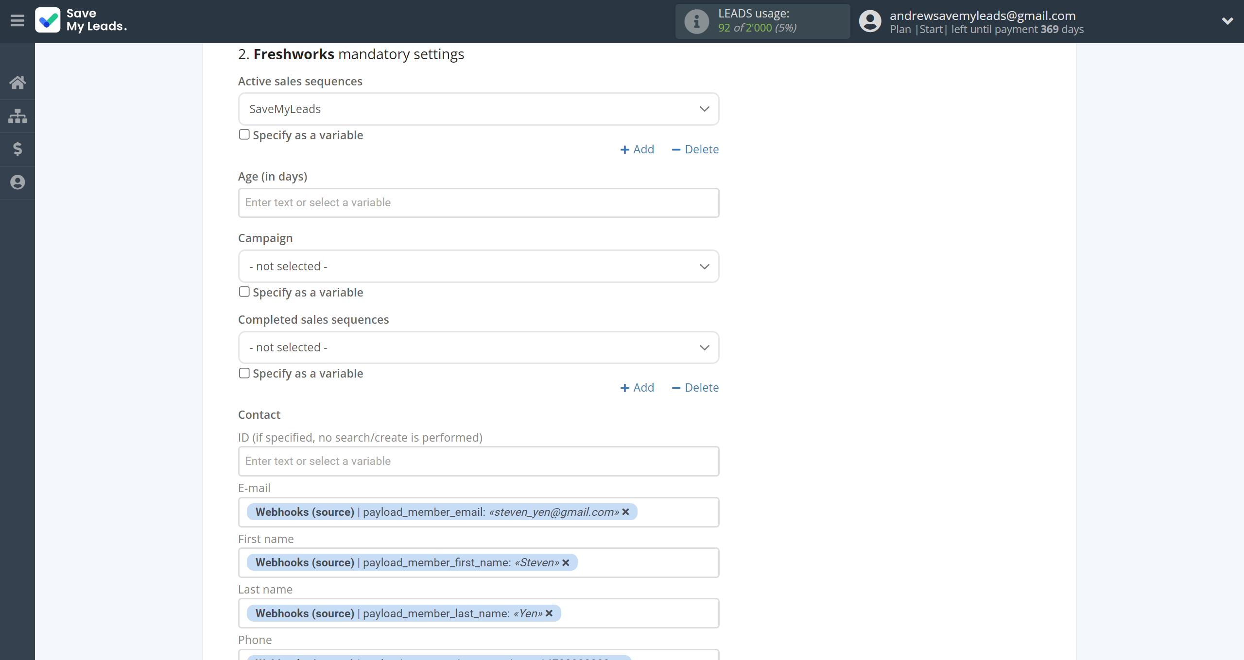 How to Connect Webhooks with Freshworks Create Deal | Assigning fields