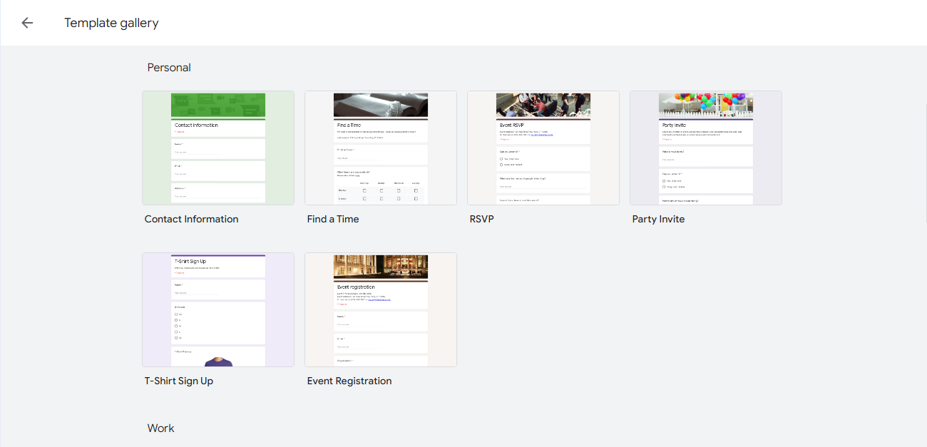 Google Forms vs Typeform | Google Forms Template Gallery