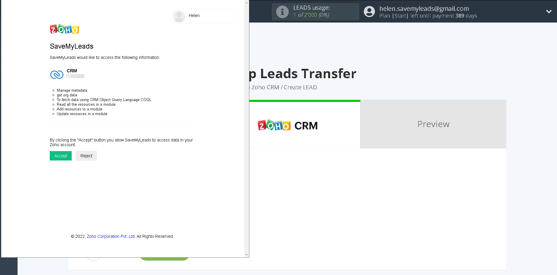 How to Connect Google Lead Form with Zoho CRM Create Leads | Data Destination account connection