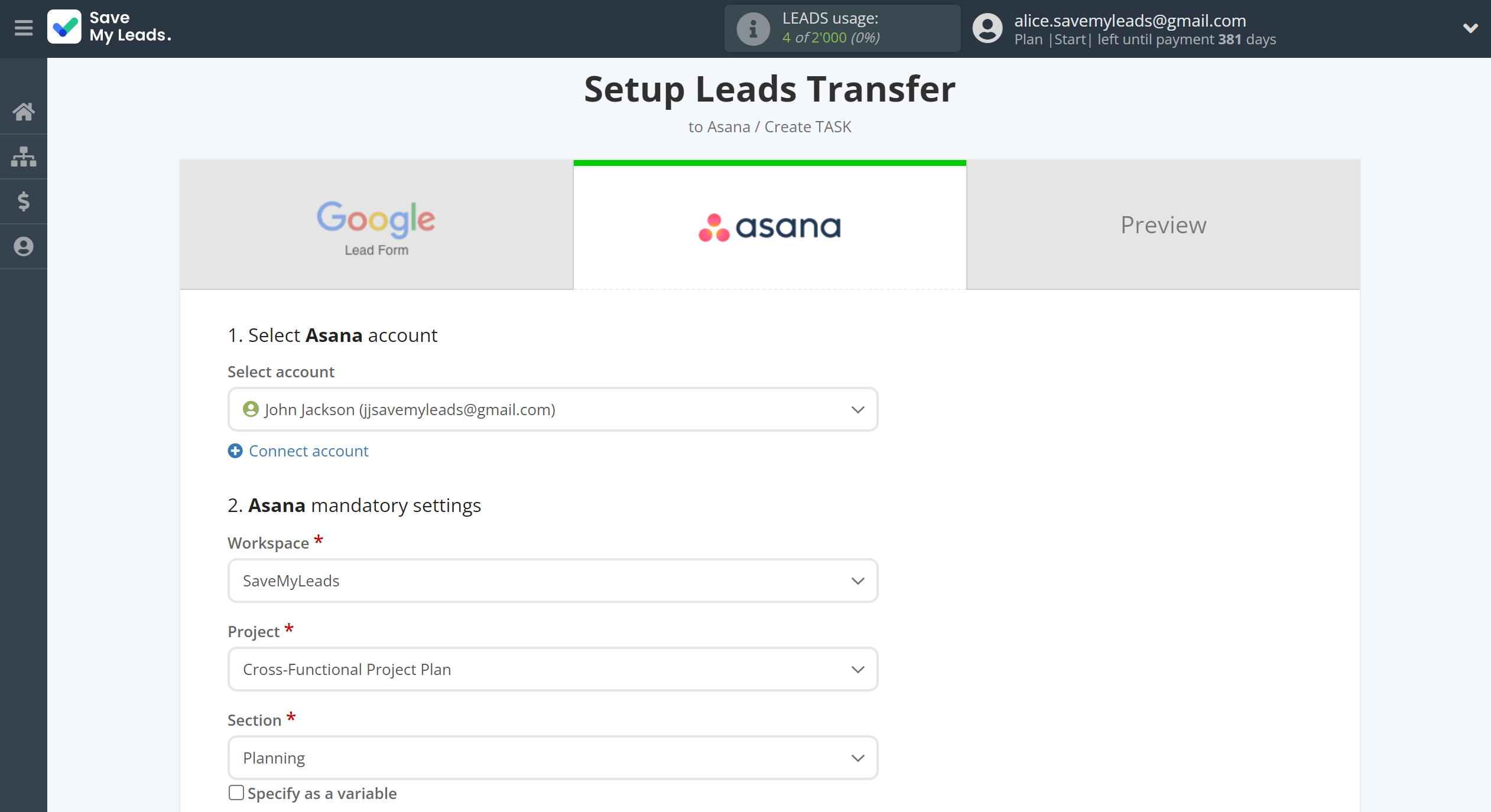 How to Connect Google Lead Form with Asana | Assigning fields