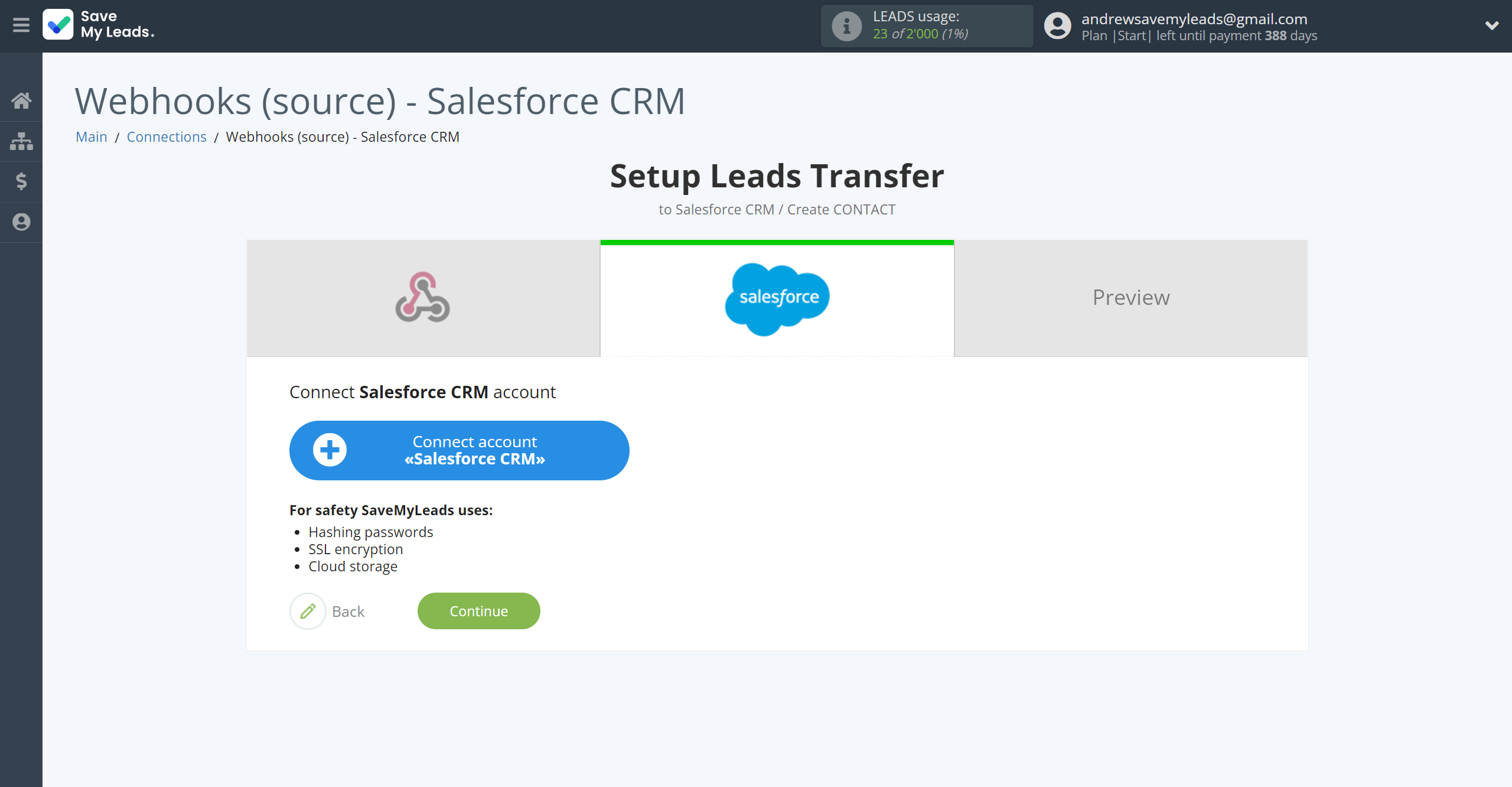 How to Connect Webhooks with Salesforce CRM Create Contacts | Data Destination account connection