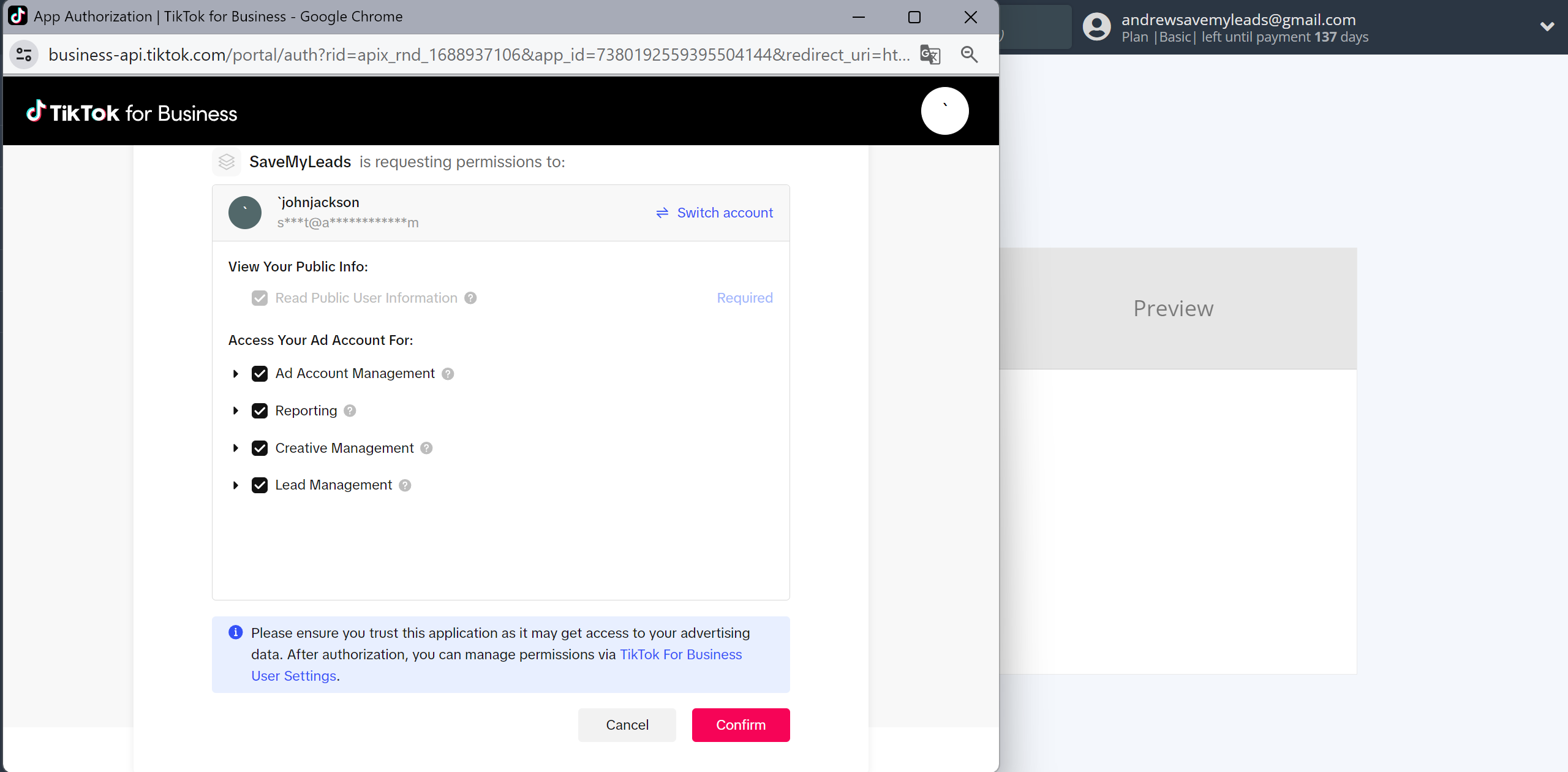 How to Connect TikTok with Elastic Email Create Contacts | Data Source account connection