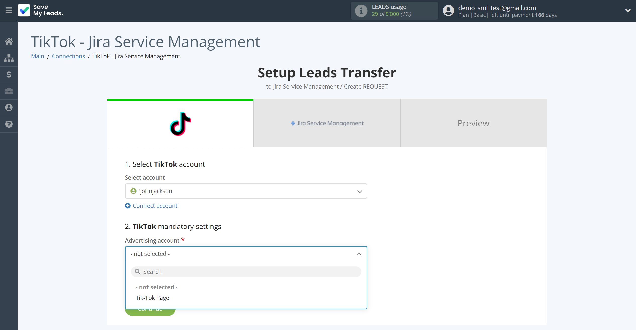 How to Connect TikTok with Jira Service Management | Data Source account connection