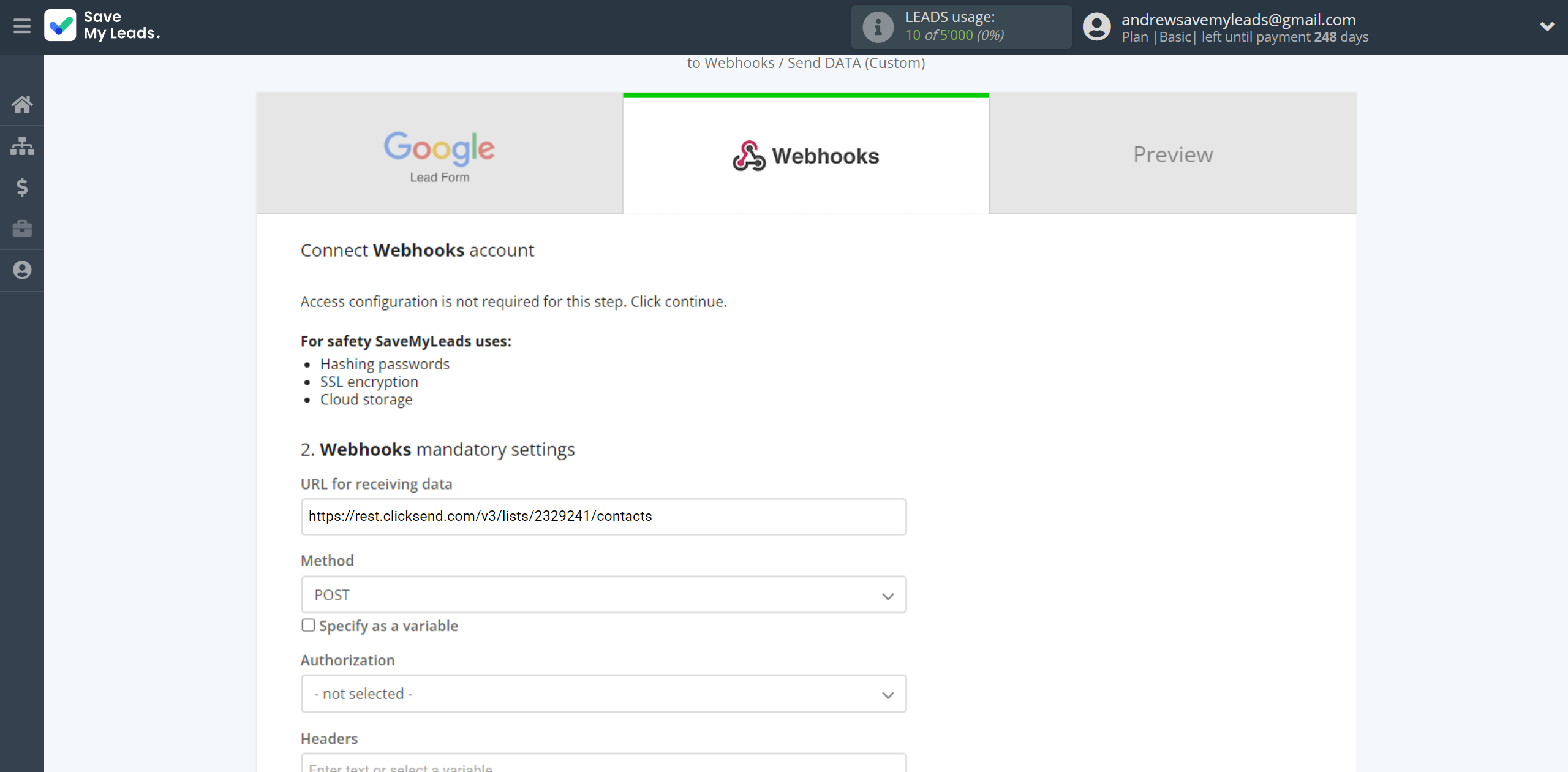 How to Connect Google Lead Form with Webhooks (Custom) | Editing settings