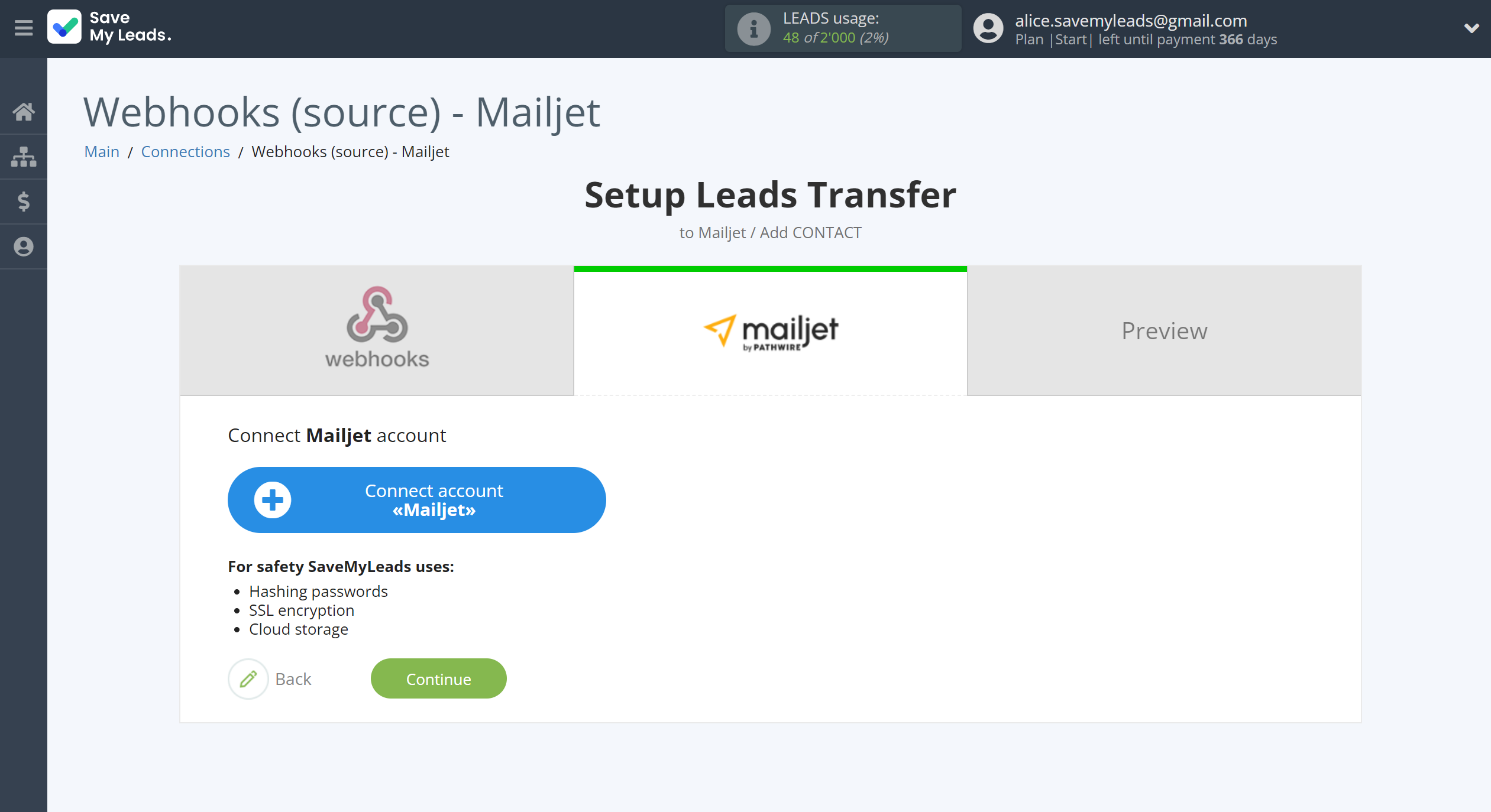 How to Connect Webhooks with Mailjet | Data Destination account connection