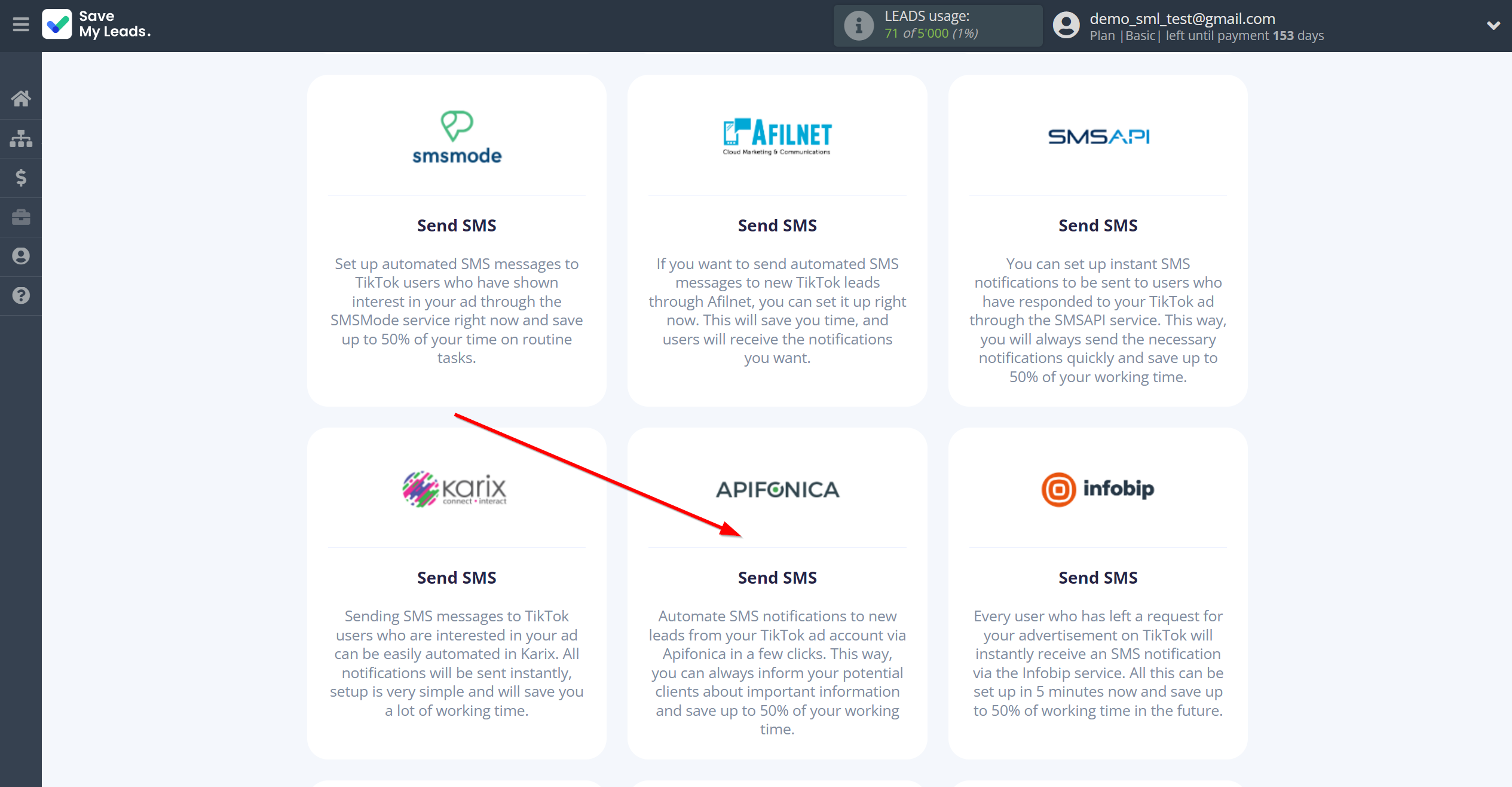 How to Connect TikTok with Apifonica | Data Destination system selection