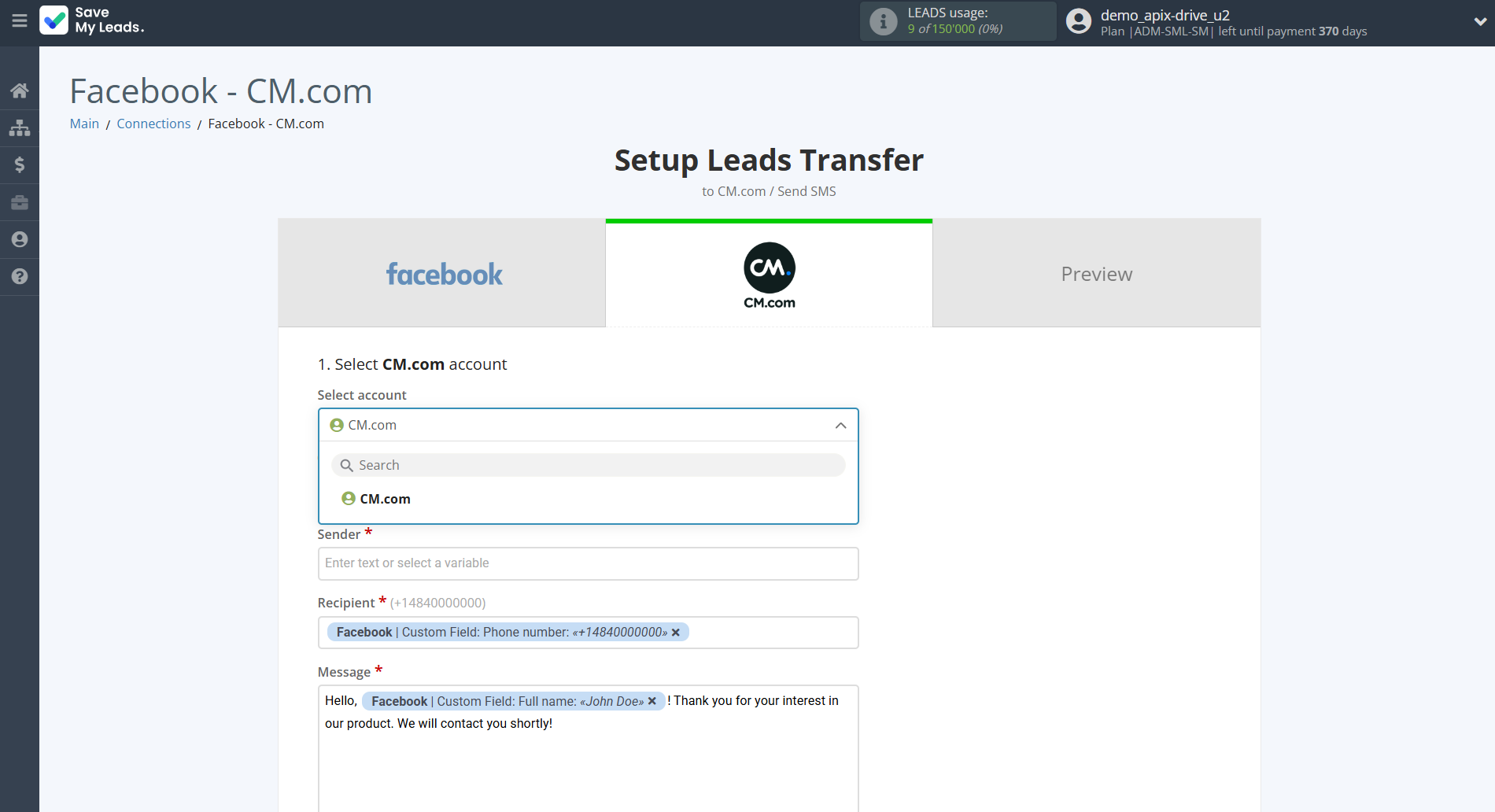 How to Connect Facebook with CM.com | Data Destination account selection How to Connect Facebook with CM.com | Data Destination account selection