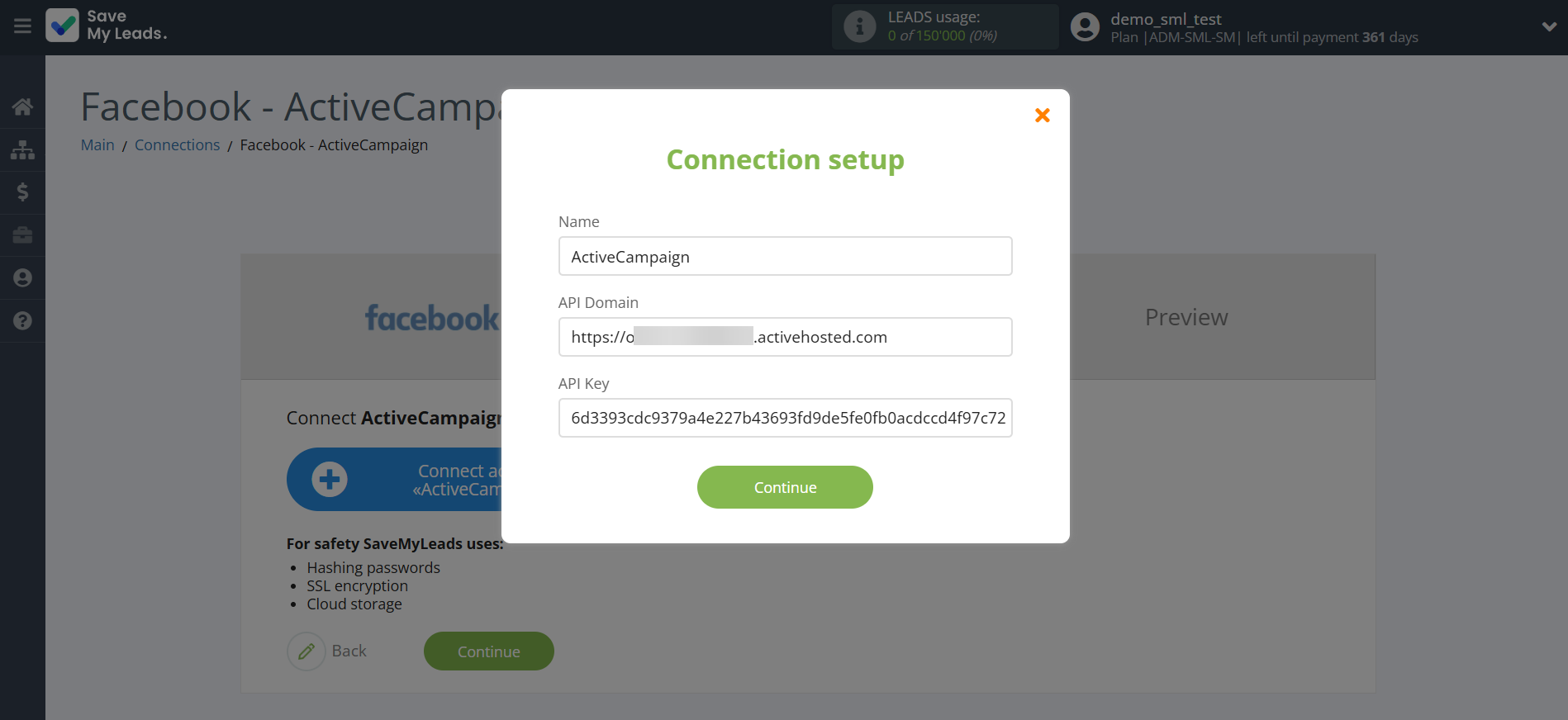 How to Connect Facebook with ActiveCampaign Create Contacts | Data Destination account connection