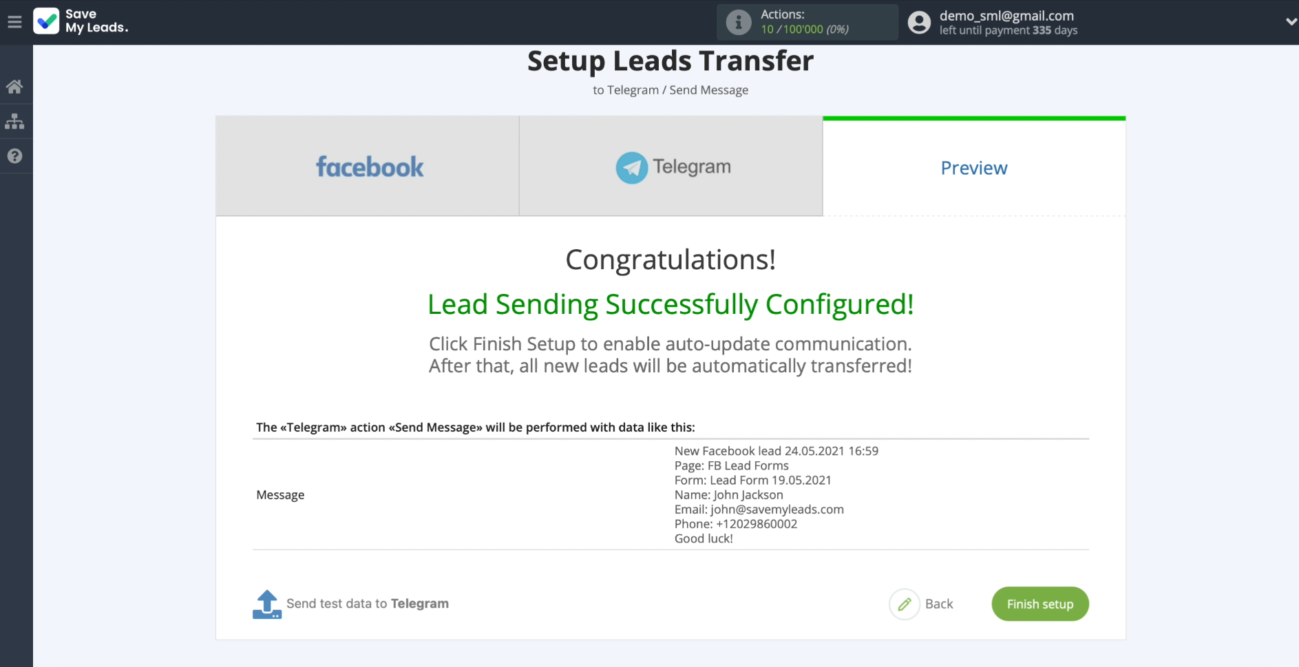 How to set up the upload of new leads from a Facebook advertising account in Telegram | Checking the uploaded data