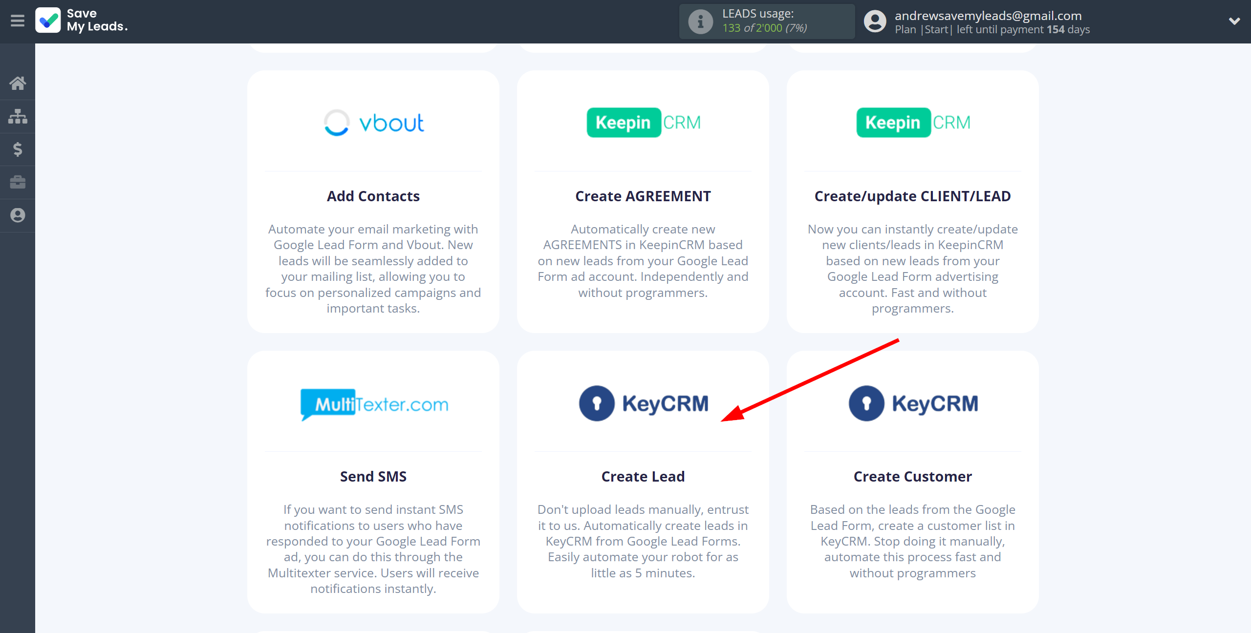 How to Connect Google Lead Form with KeyCRM Create Lead | Data Destination system selection