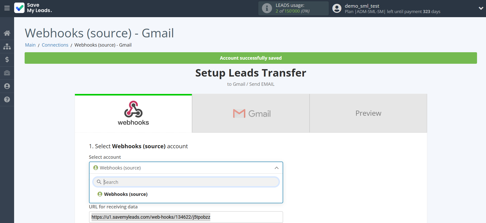 How to Connect Webhooks with Gmail | Data Source account selection How to Connect Webhooks with Gmail | Data Source account selection