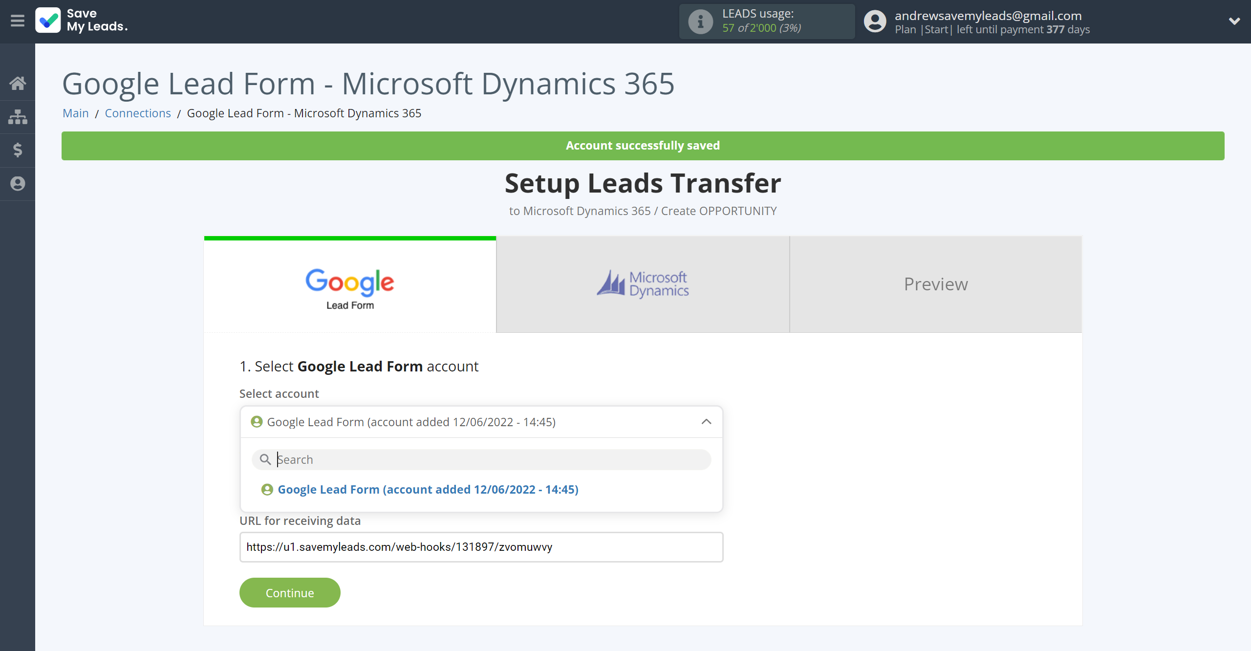 How to Connect Google Lead Form with Microsoft Dynamics 365 Create Opportunity | Data Source account selection