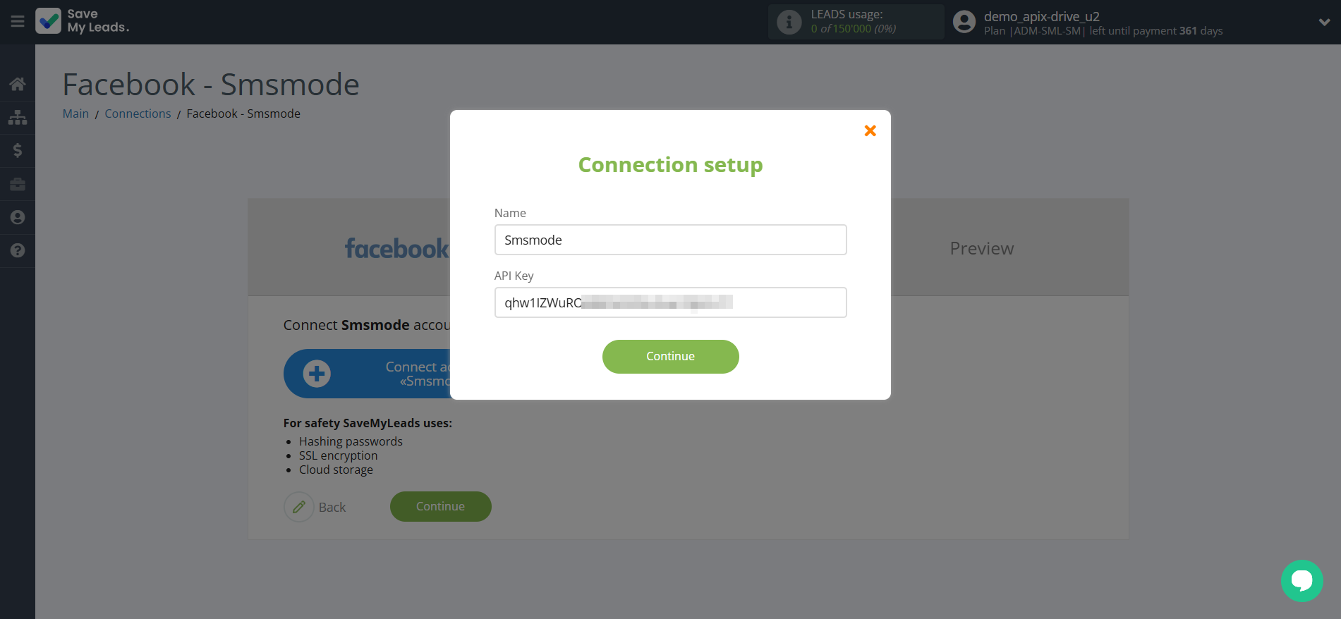 How to Connect Facebook with Smsmode | Data Destination account connection